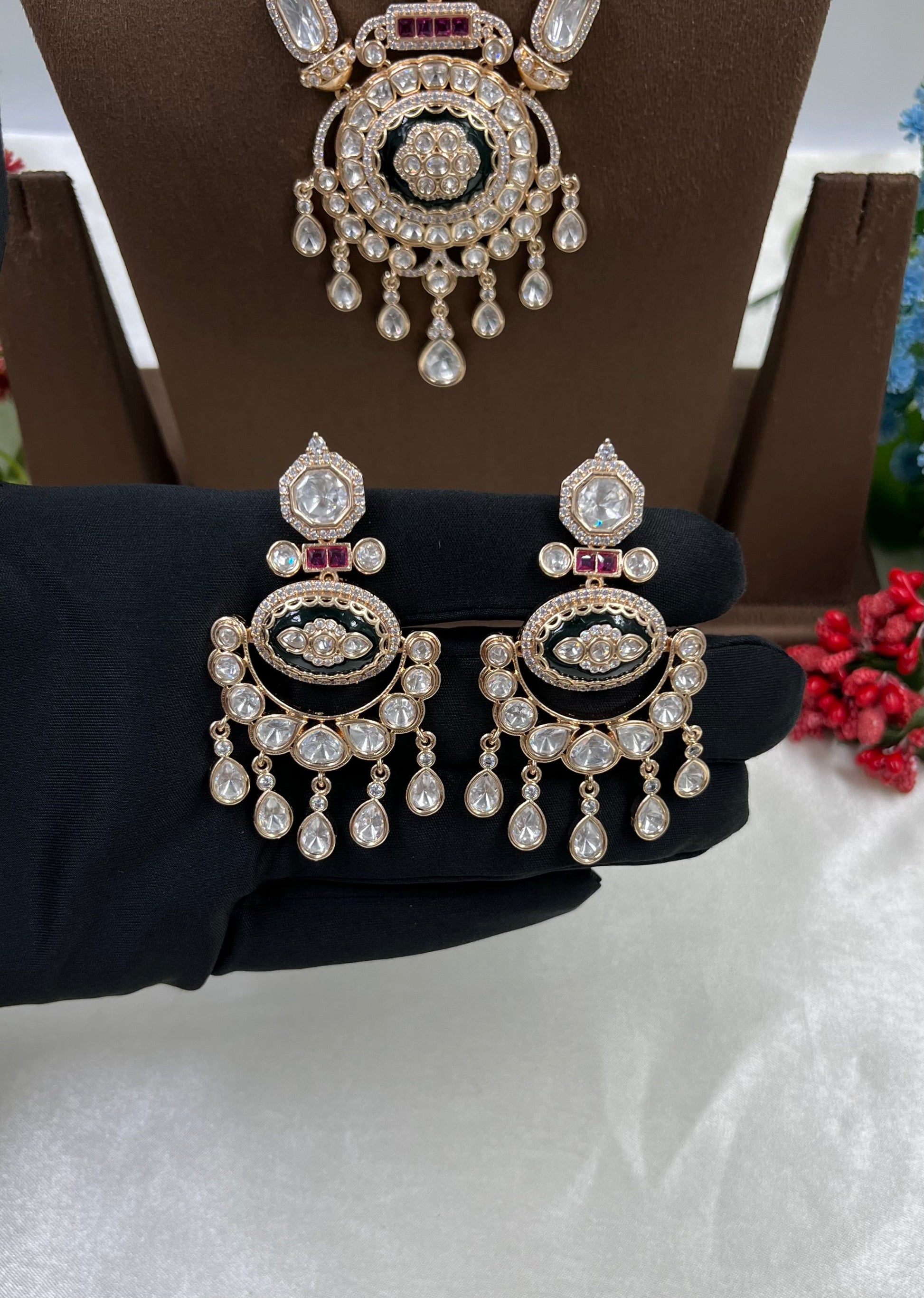 Arisya Long Necklace Set full product photo on plain background