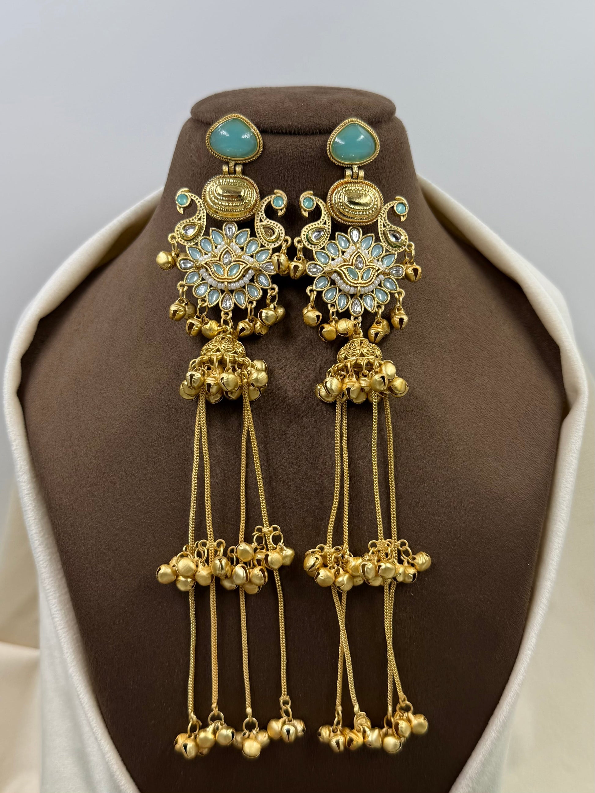 Green Earrings detail shot showing intricate work