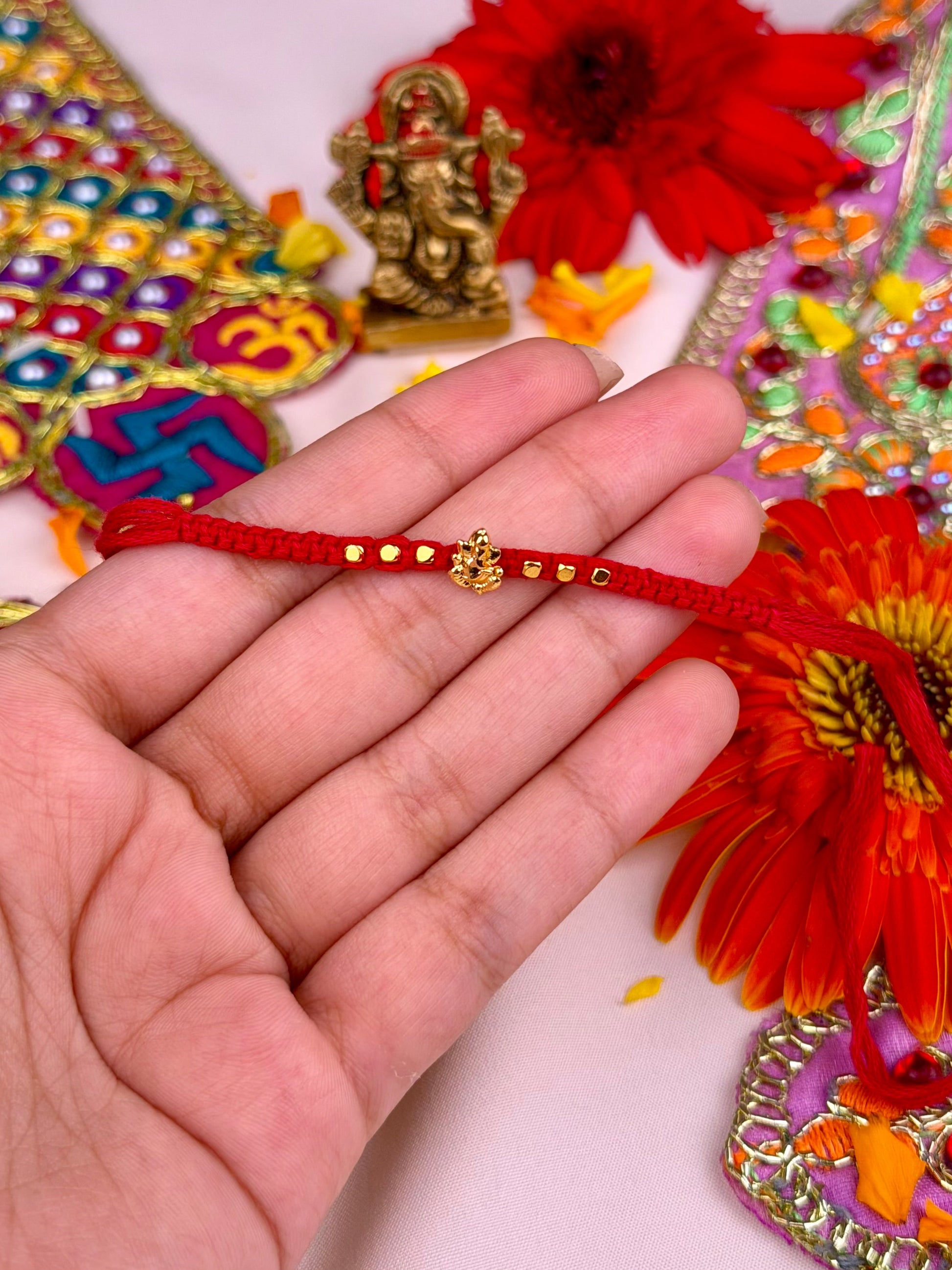 Golden Rakhi close-up view