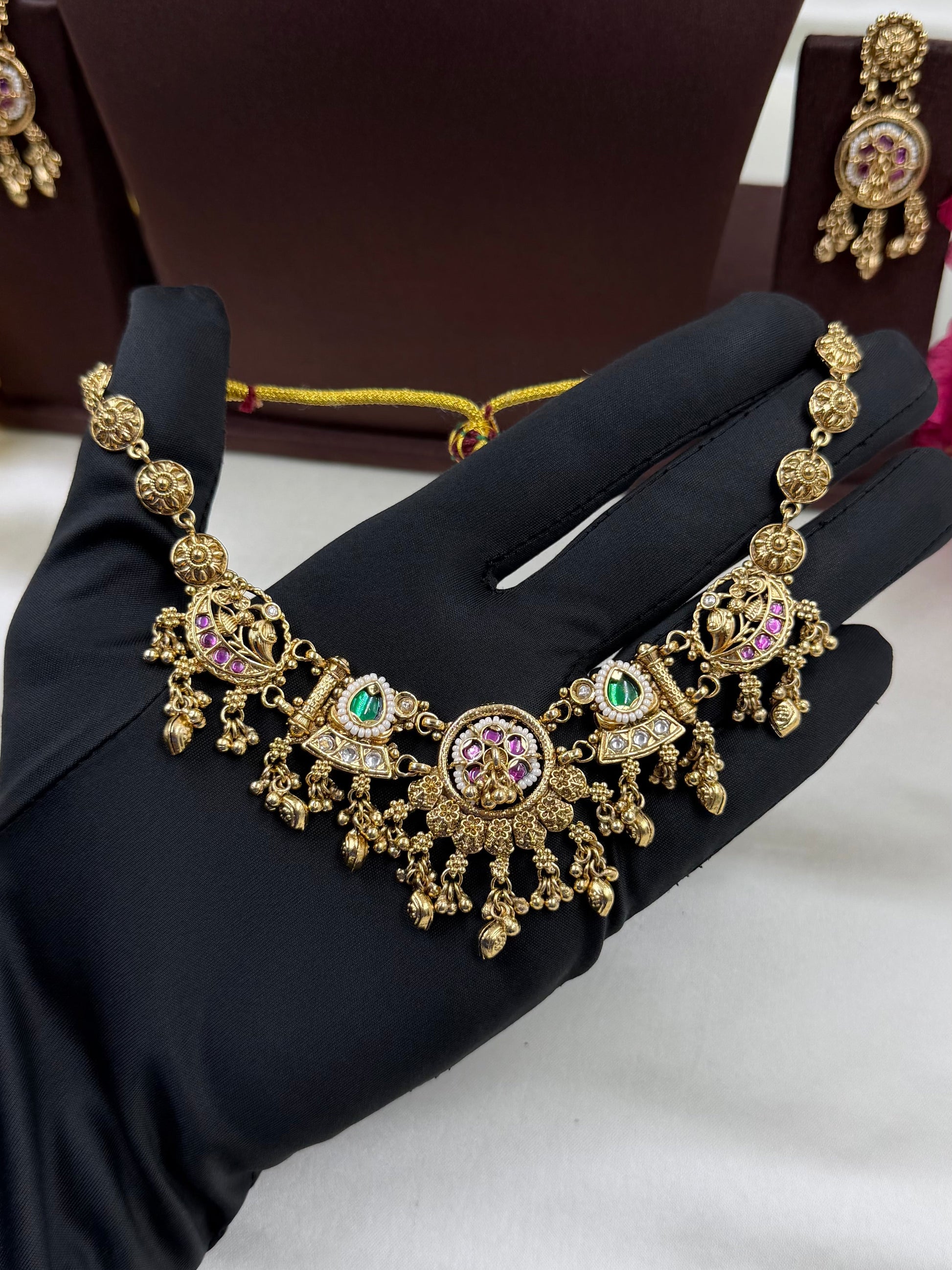 Multi Necklace Set detail shot showing Heritage work