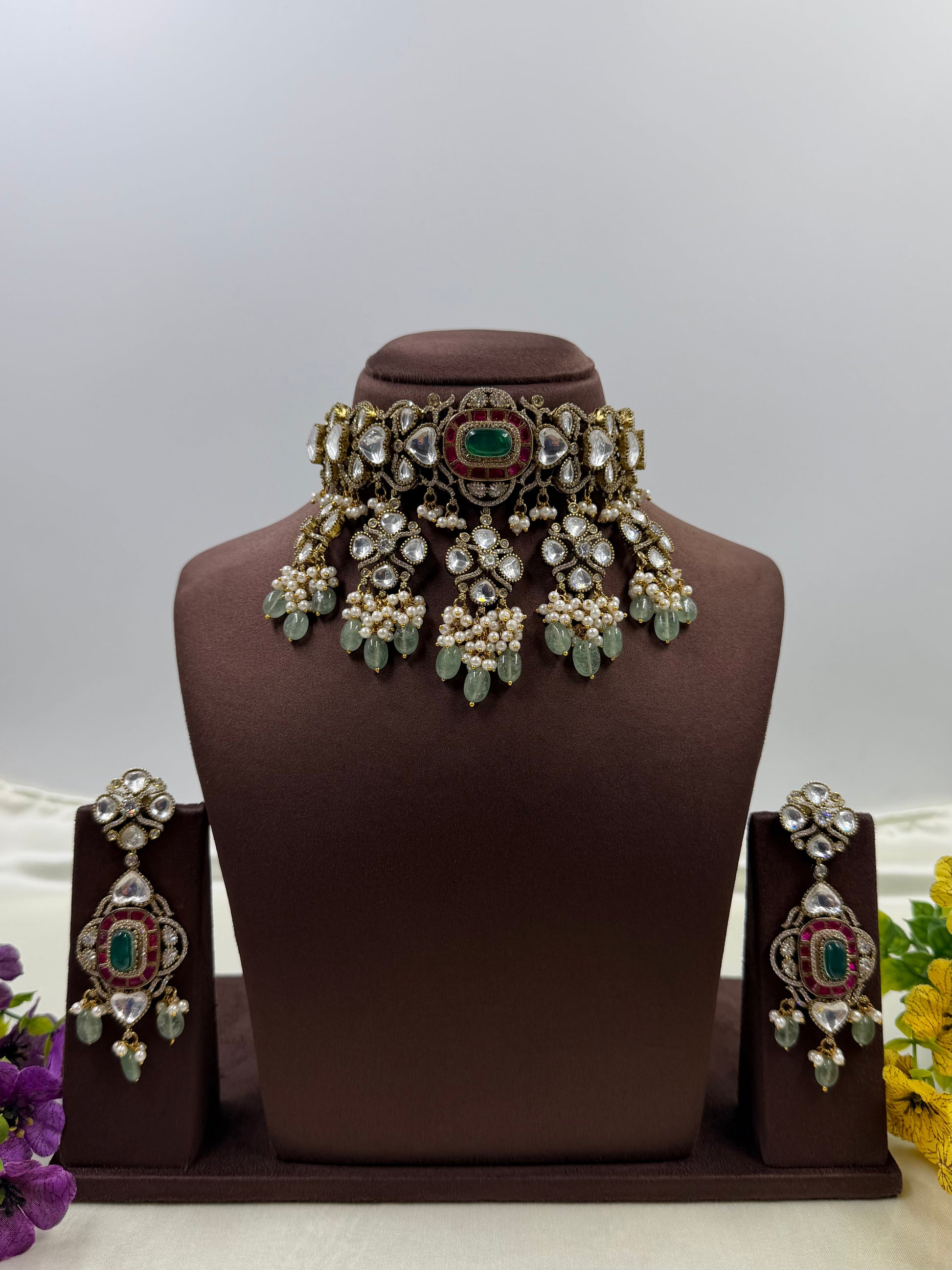 Vidya Choker Necklace Set worn styled with traditional outfit
