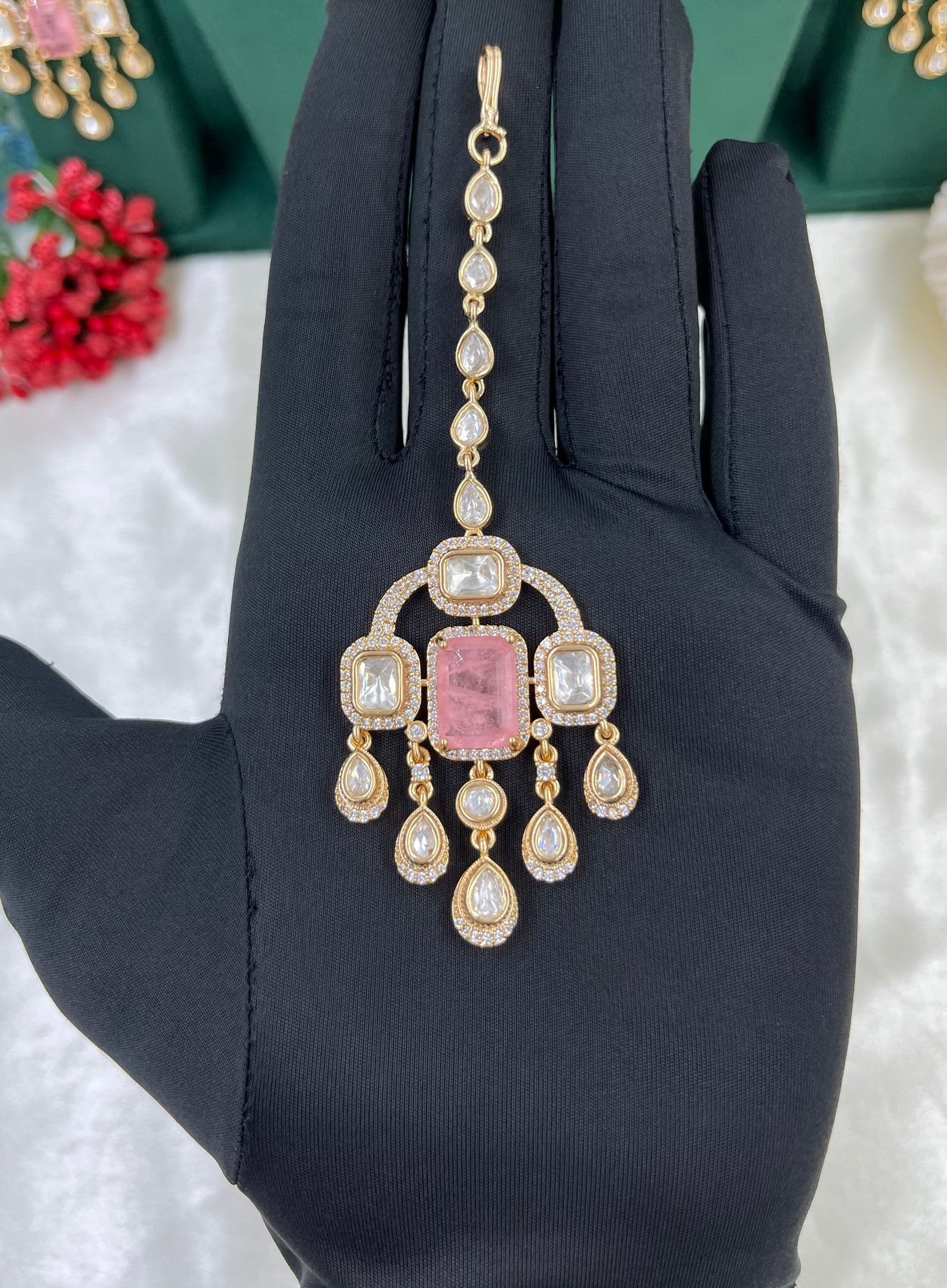 Viva Moissanite Kundan Semi Bridal Necklace Set