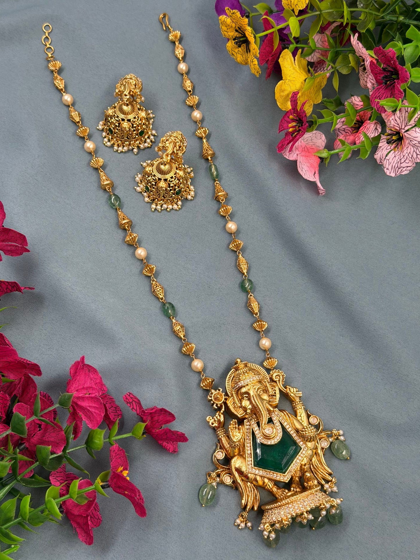 Madhuri South Indian Temple Semi-Long Necklace