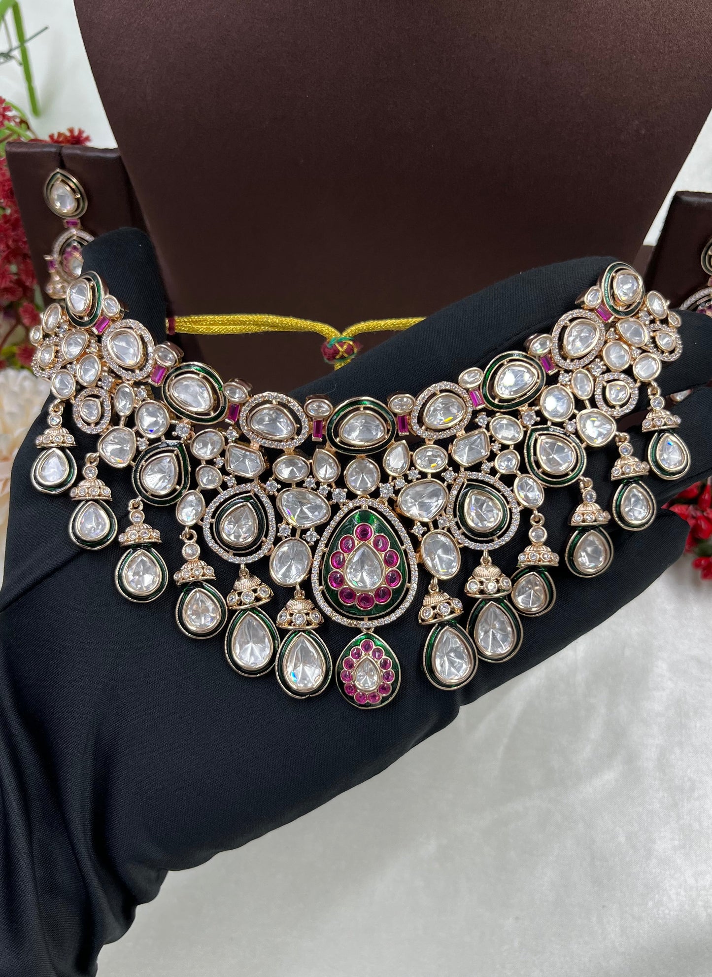 Trisha Combo Moissanite Kundan Necklace