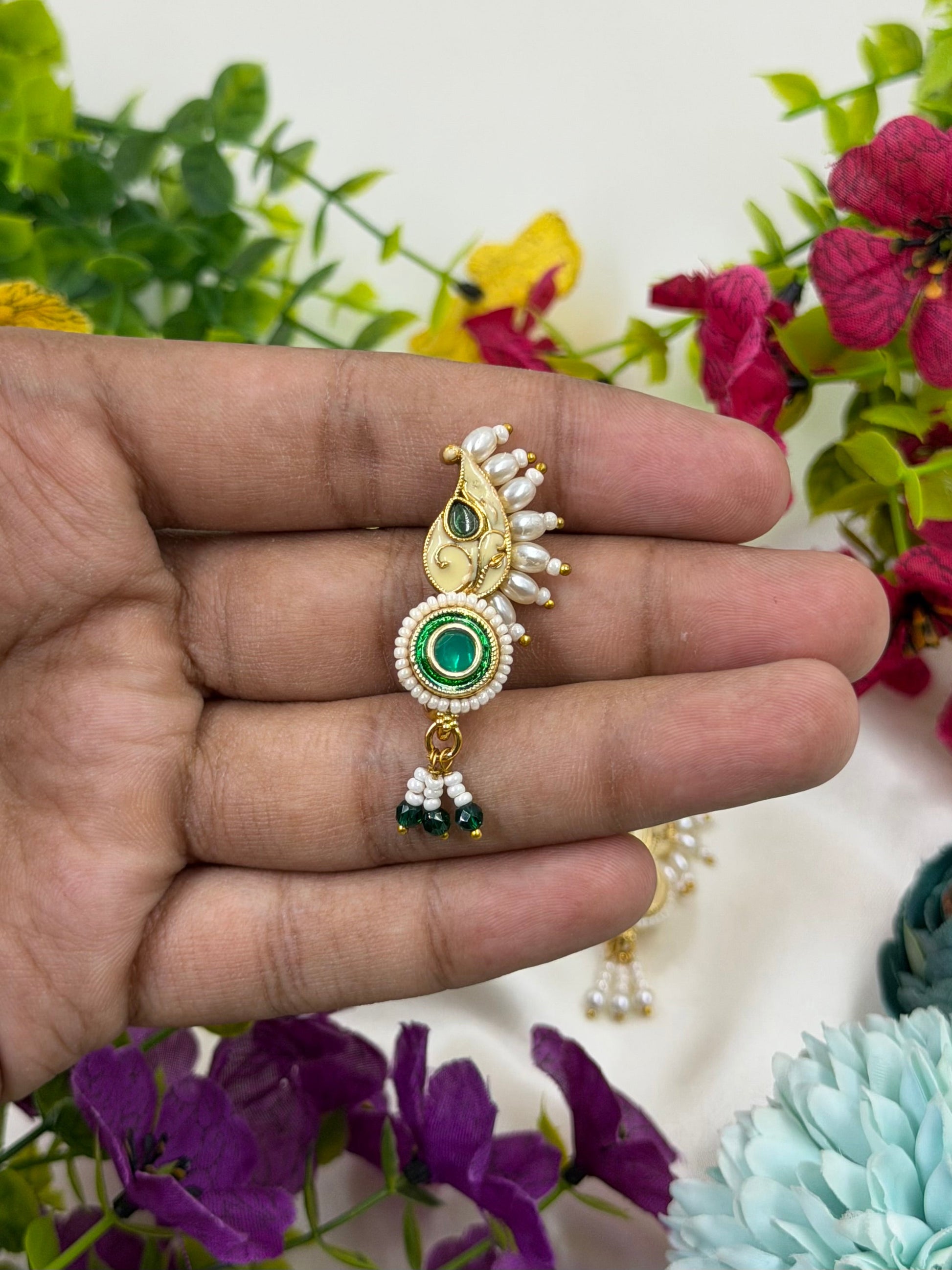 Gayatri Nose Ring worn styled with traditional outfit