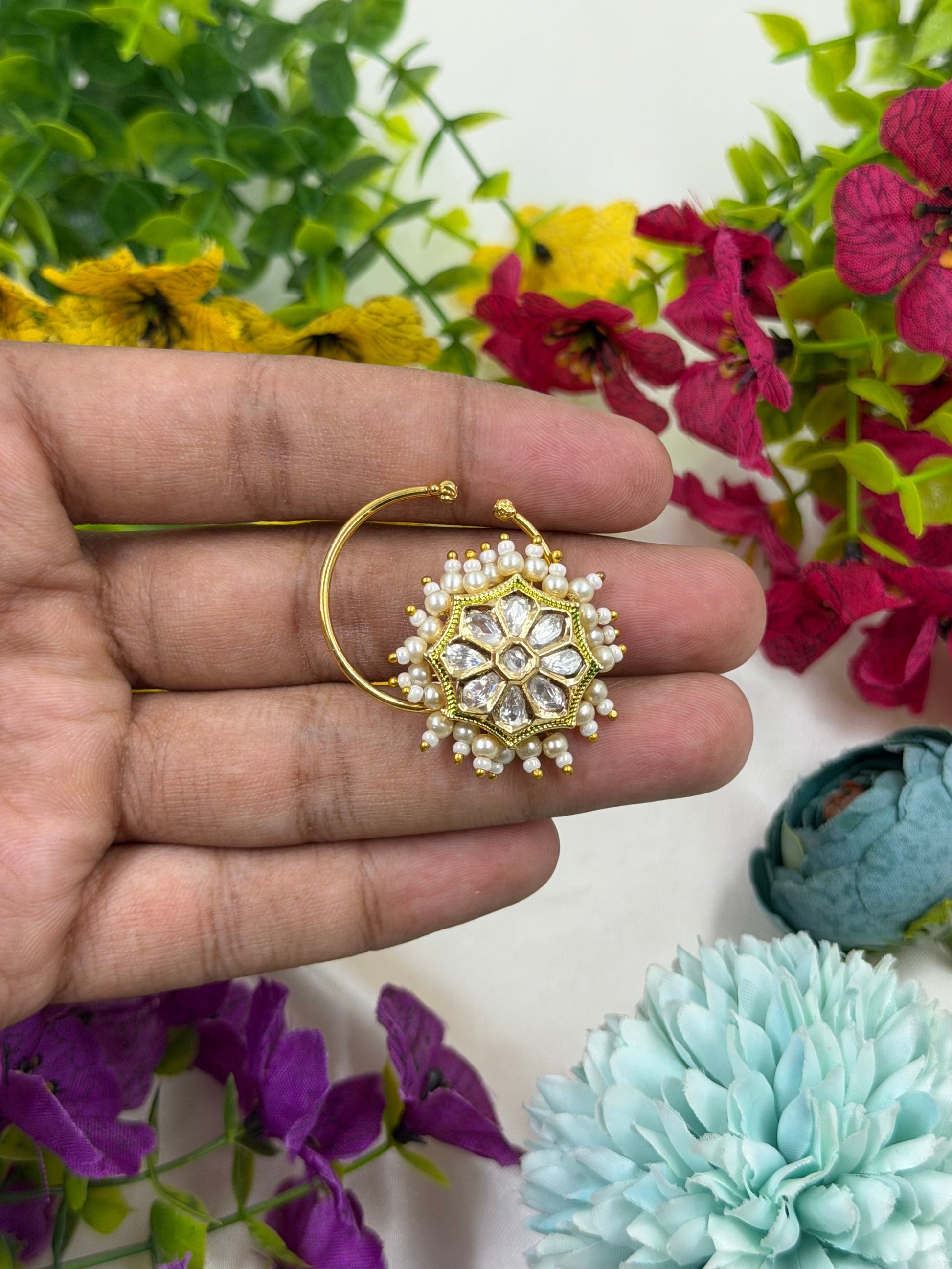 Chanda Nose Ring worn styled with traditional outfit