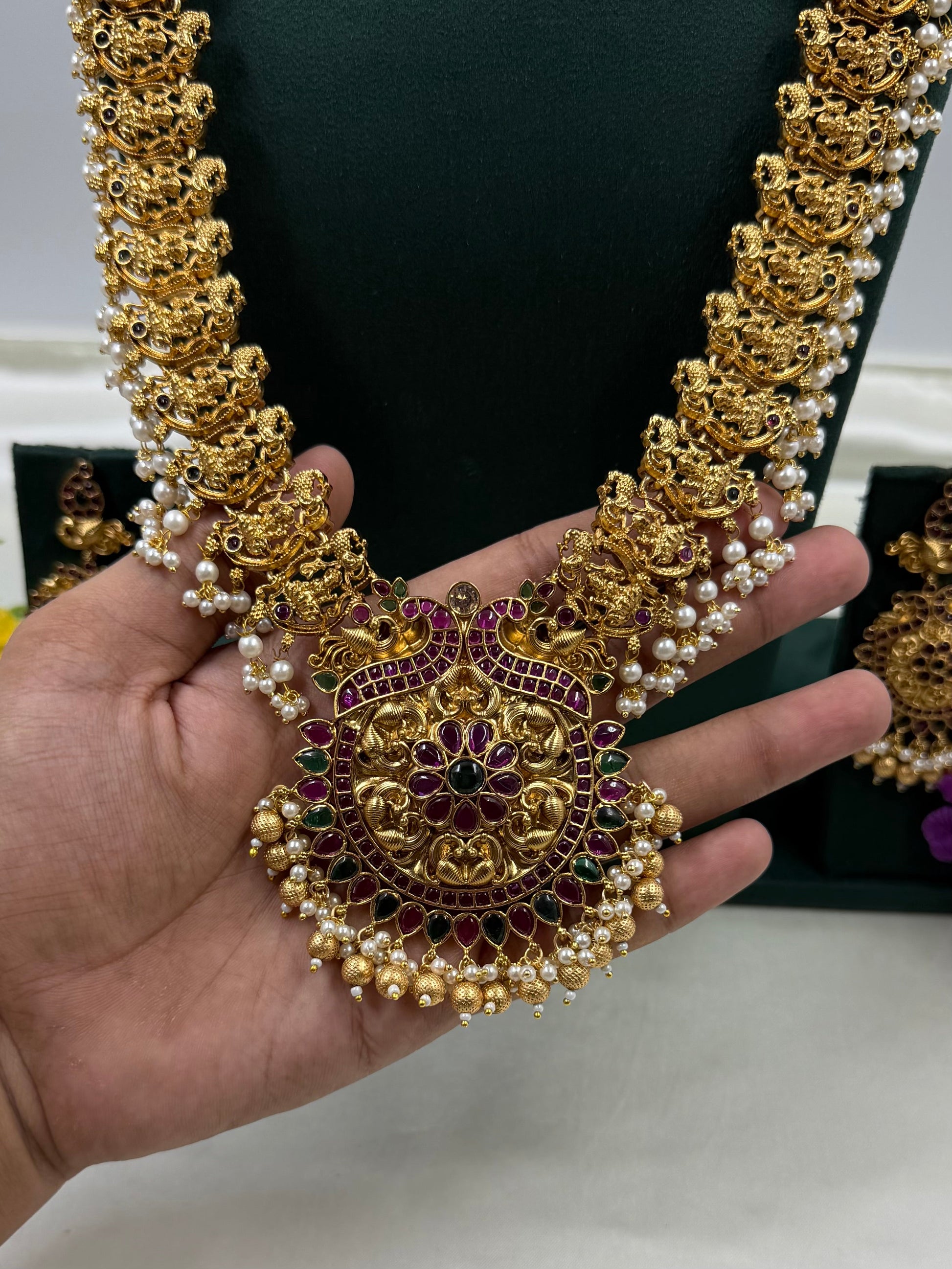 Kakoli Long Necklace Set worn styled with traditional outfit