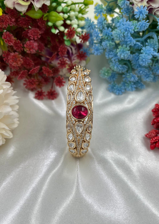 Ruby Moissanite Kundan Bracelet (Openable)