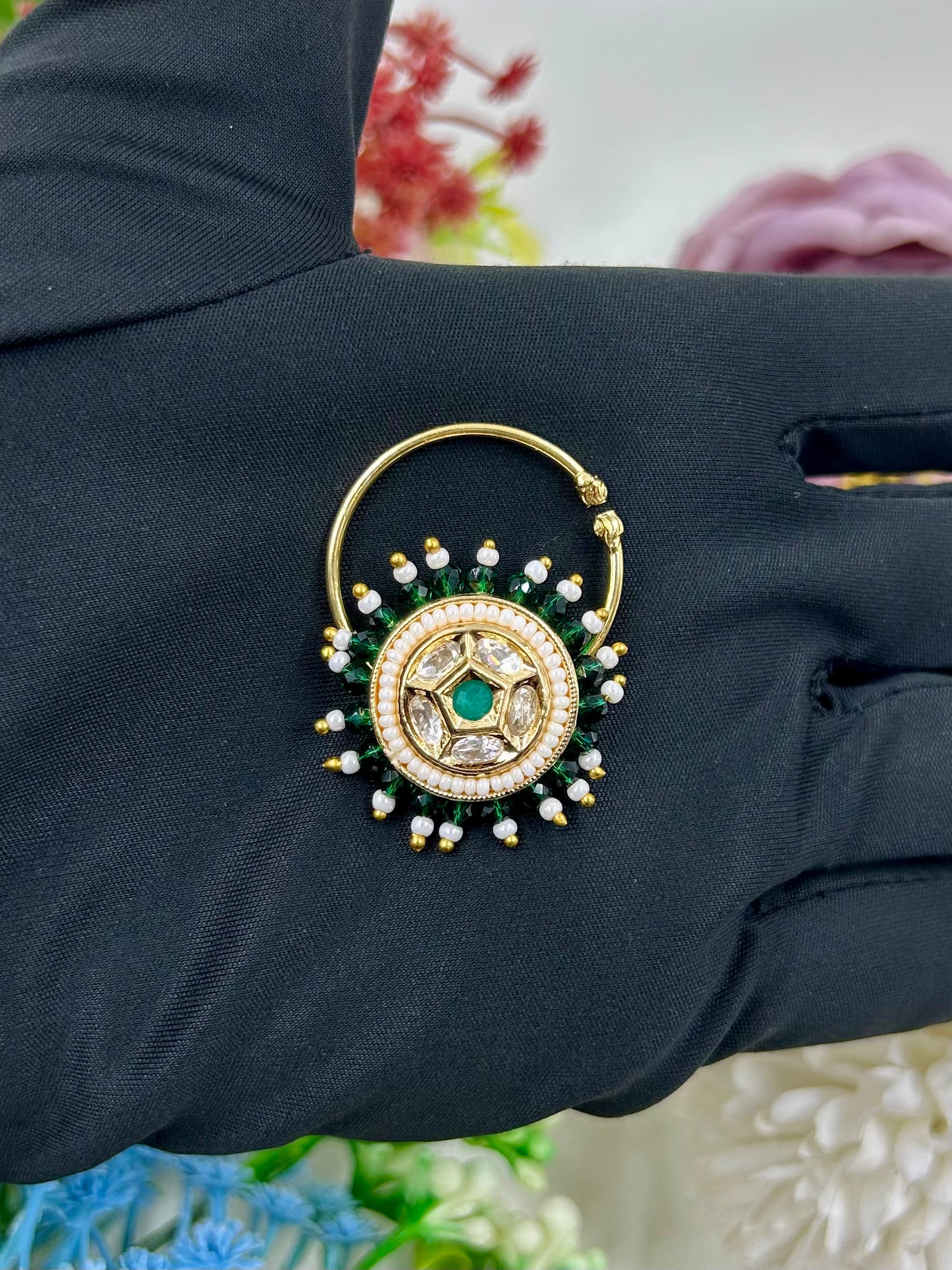 Sarikha Nose Ring worn styled with traditional outfit