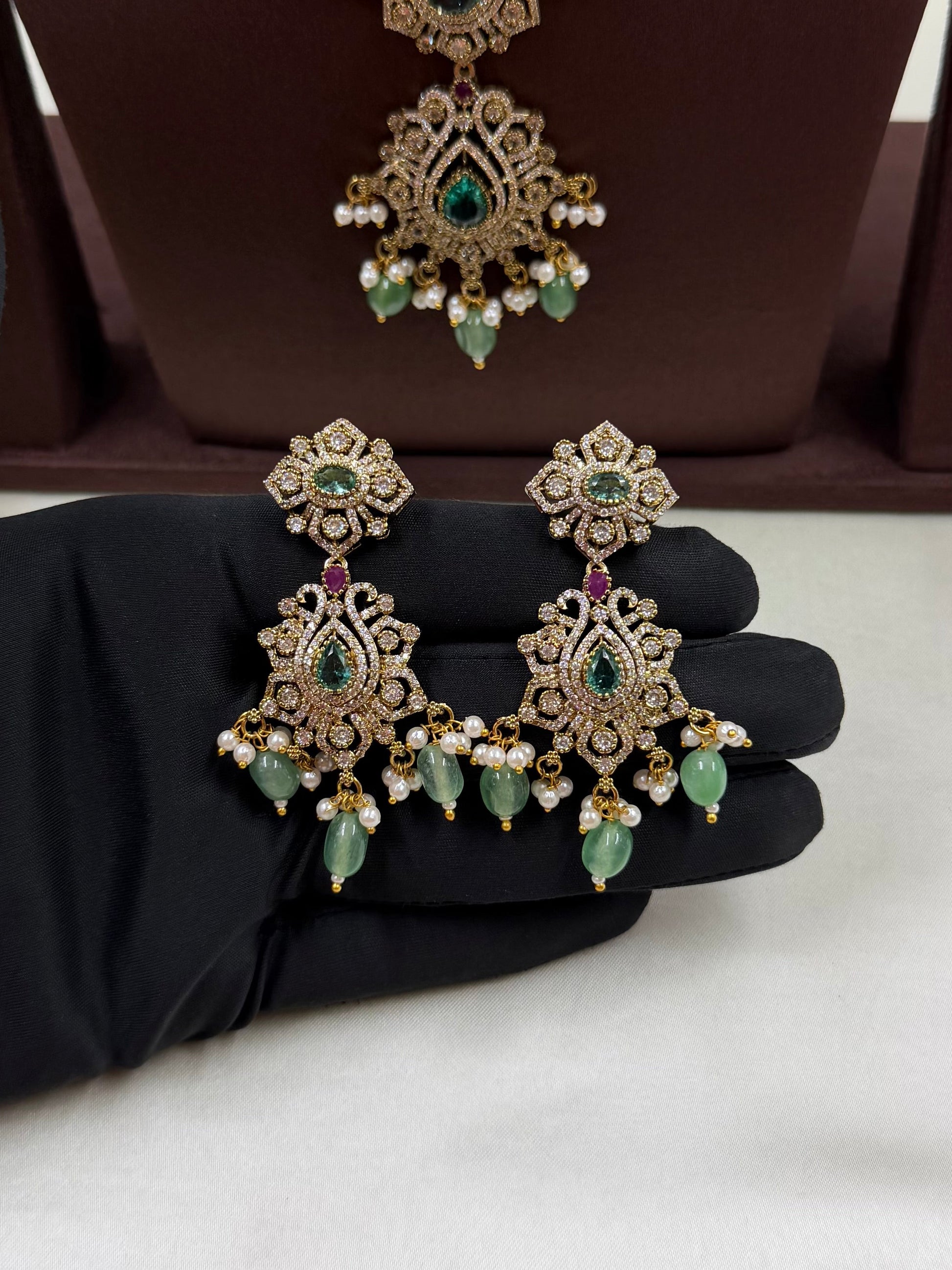 Multi Necklace Set detail shot showing Victorian work
