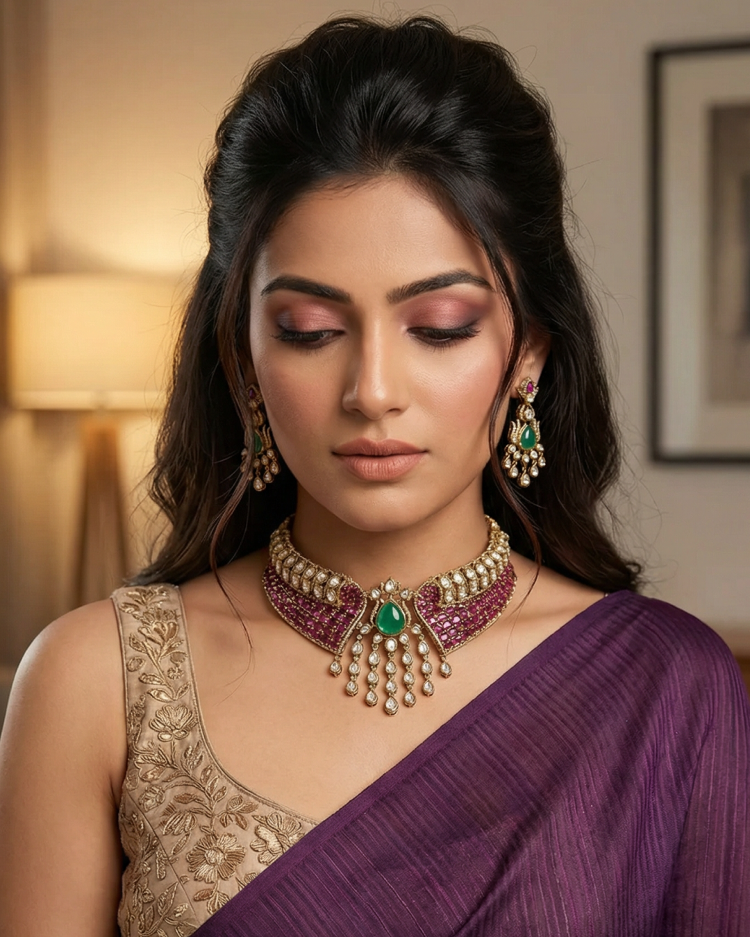 Ahilya Jaipuri Kundan Choker Necklace Set