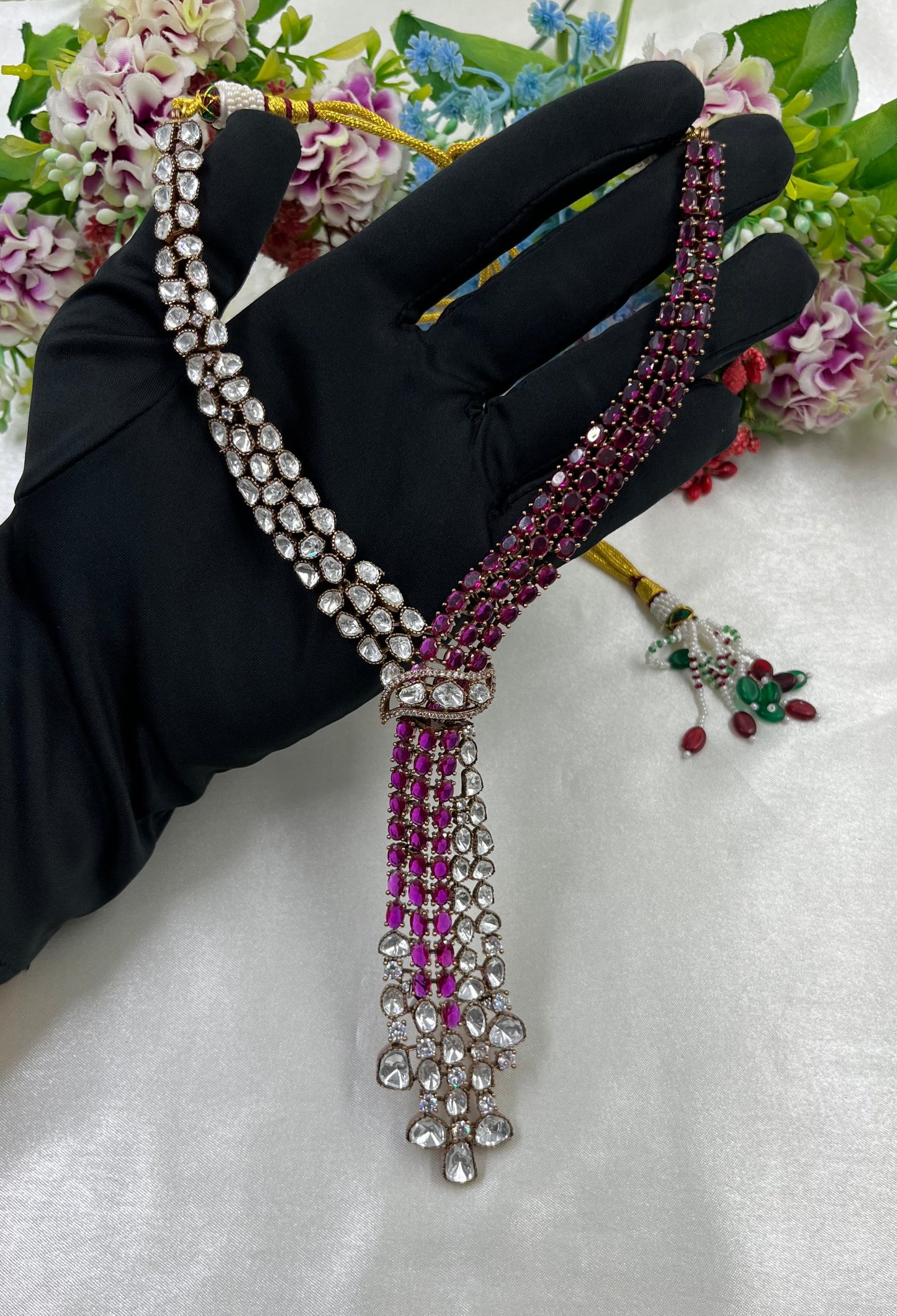 Rukmini Jaipuri Moissanite Kundan Necklace