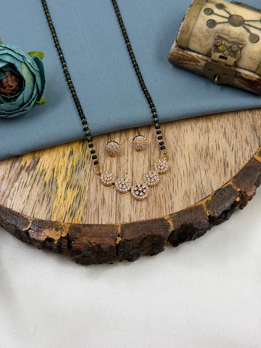 Floral Disc Rose Gold Mangalsutra With Tops