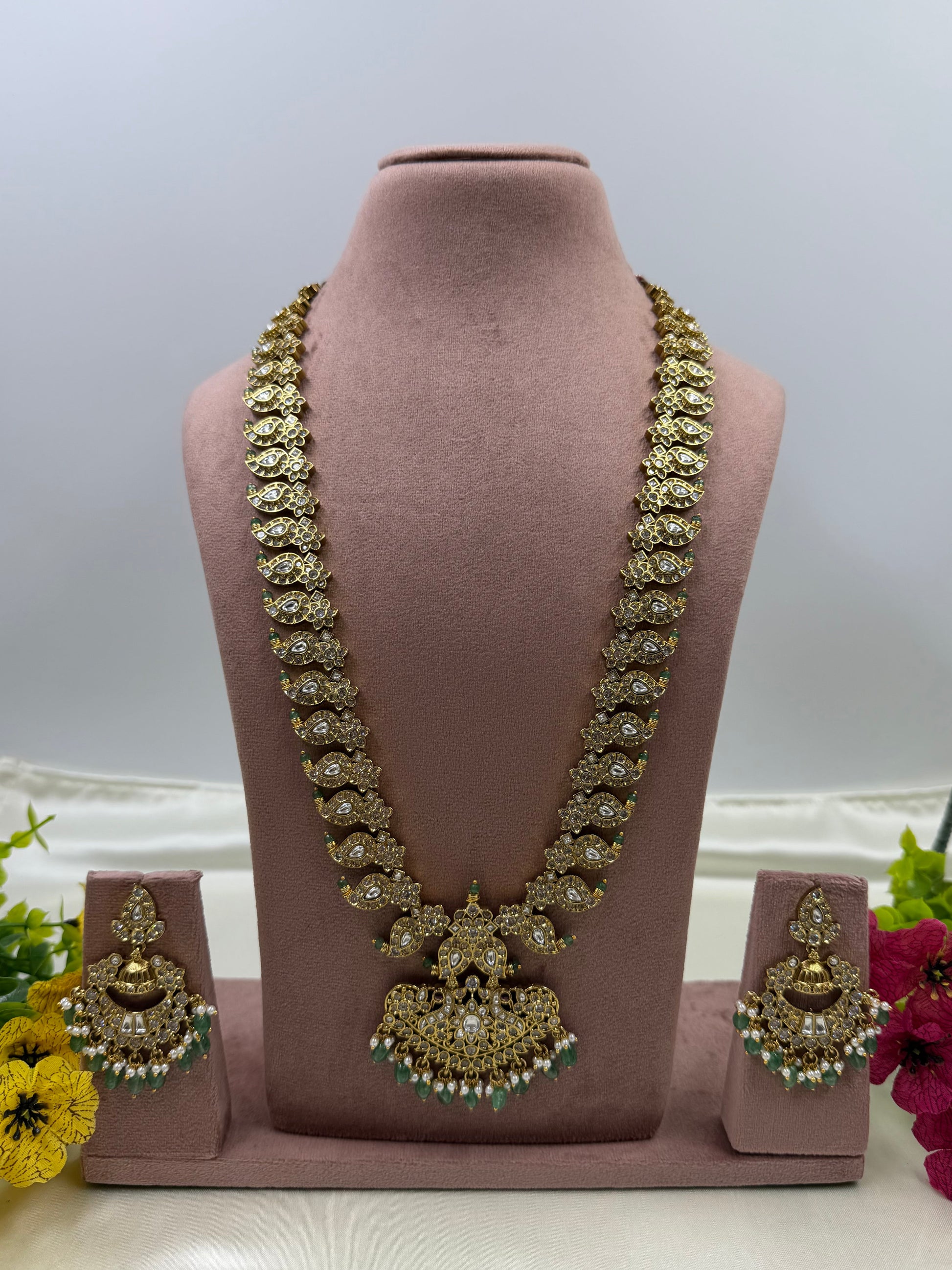 Nidhi Long Necklace Set full product photo on plain background