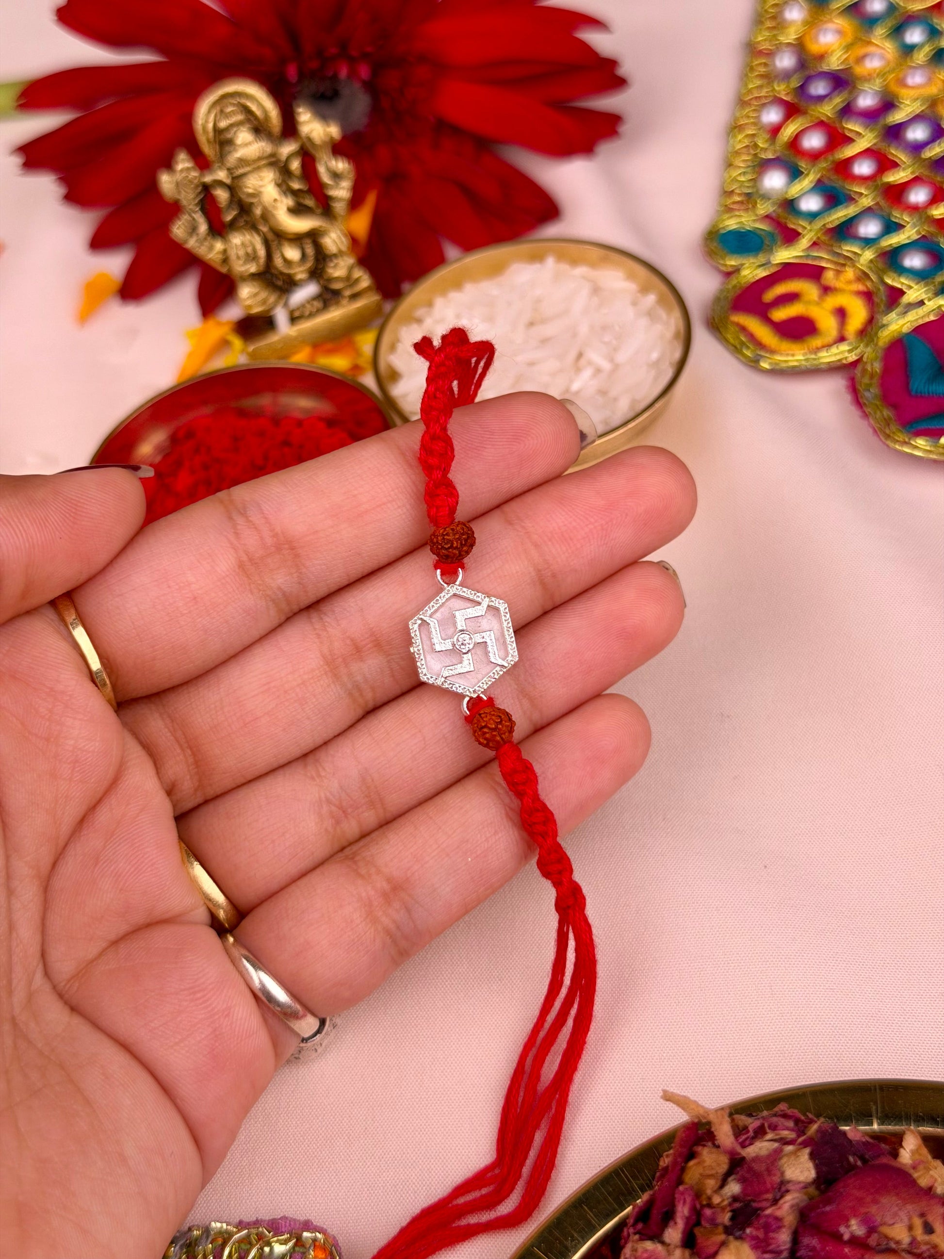 Auspicious Rakhi worn styled with traditional outfit