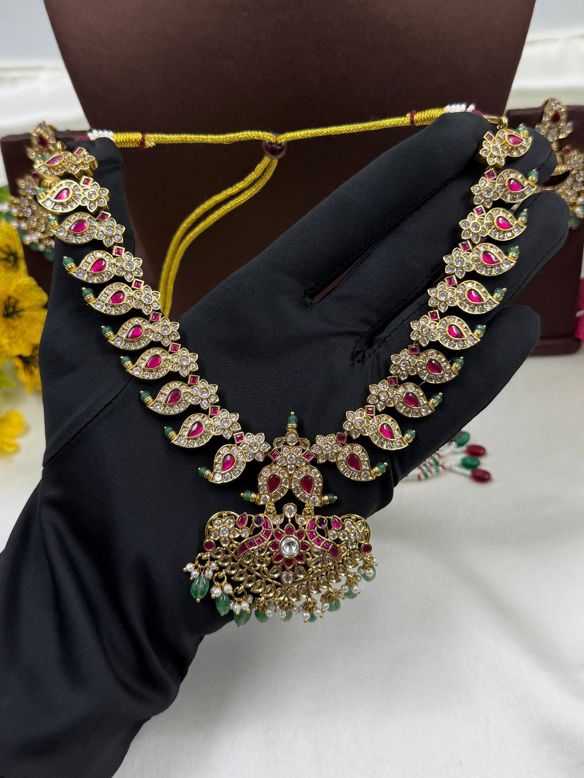 Komal Necklace Set worn styled with traditional outfit
