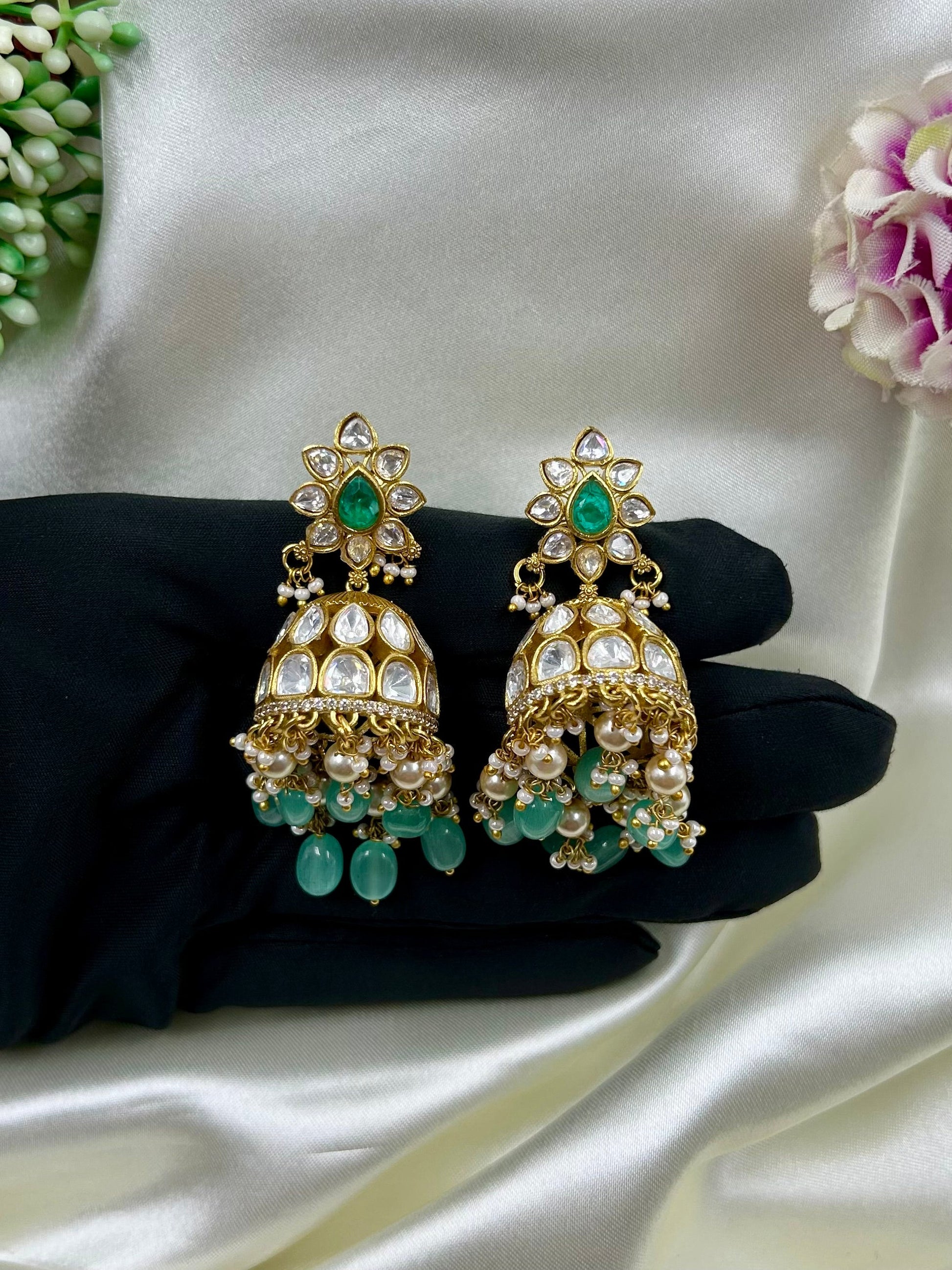 Madhuri Earrings worn styled with traditional outfit