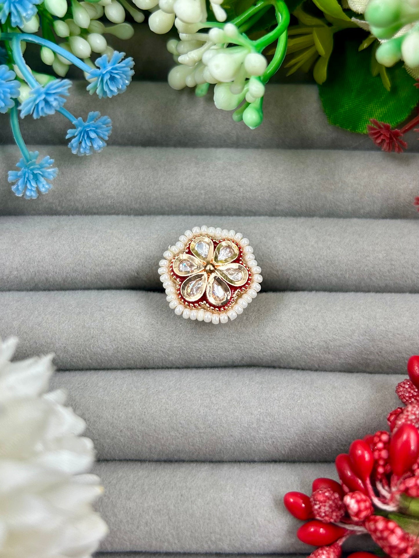 Nat Premium Moissanite Kundan Fingering