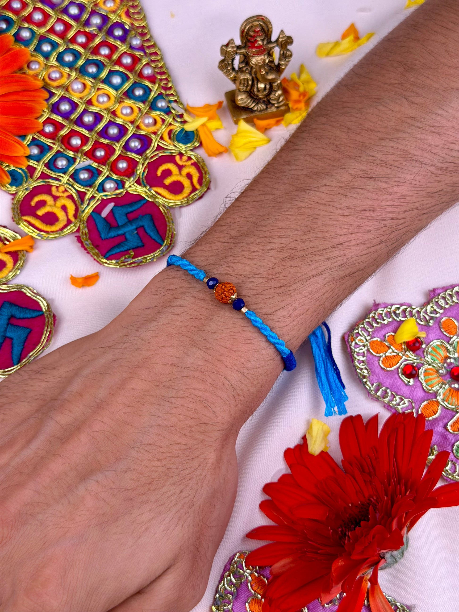 Blue Rakhi close-up view