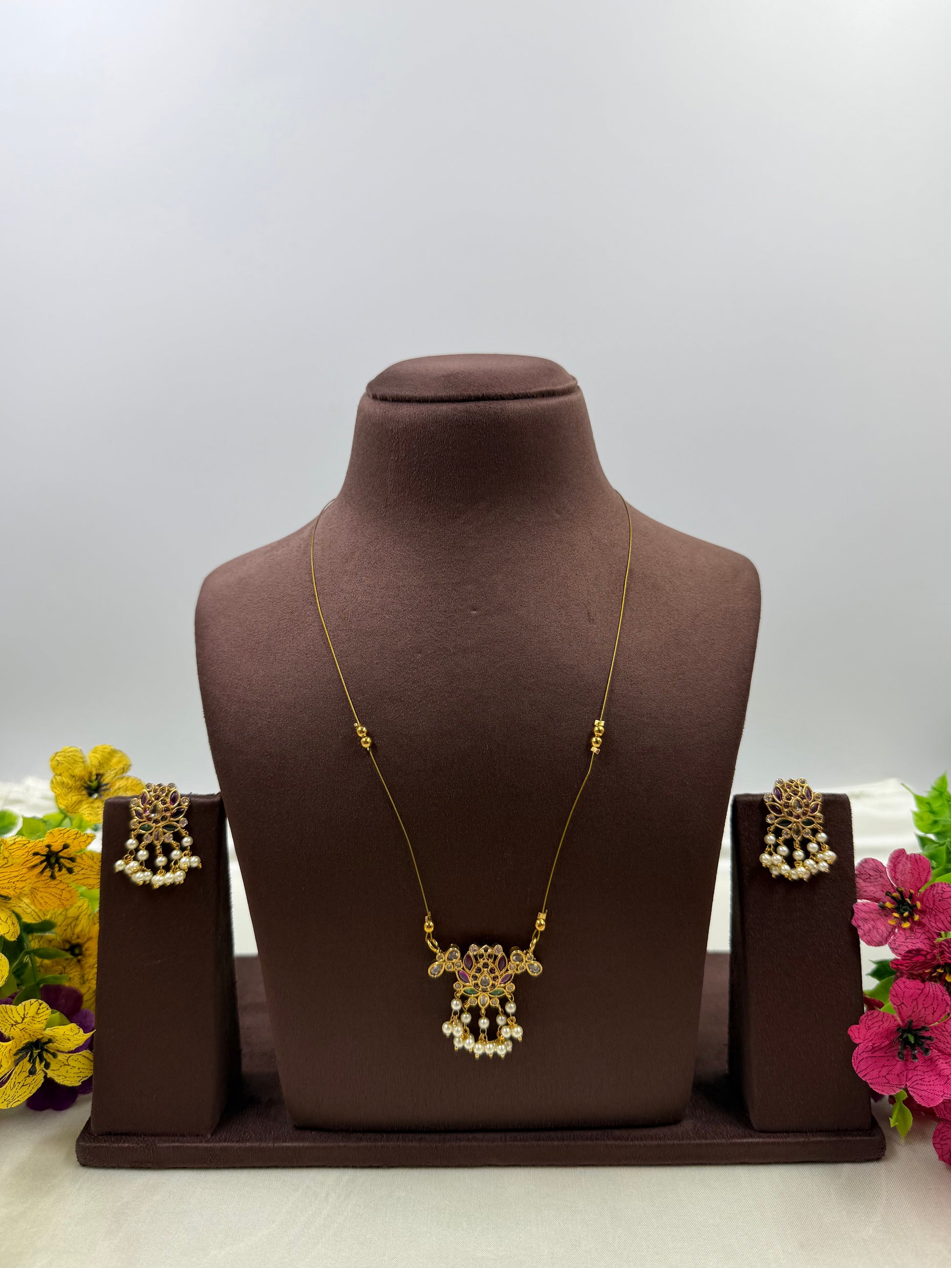 Alisha Necklace Set worn styled with traditional outfit
