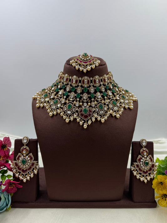 Deepa Victorian Moissanite Choker Necklace Set