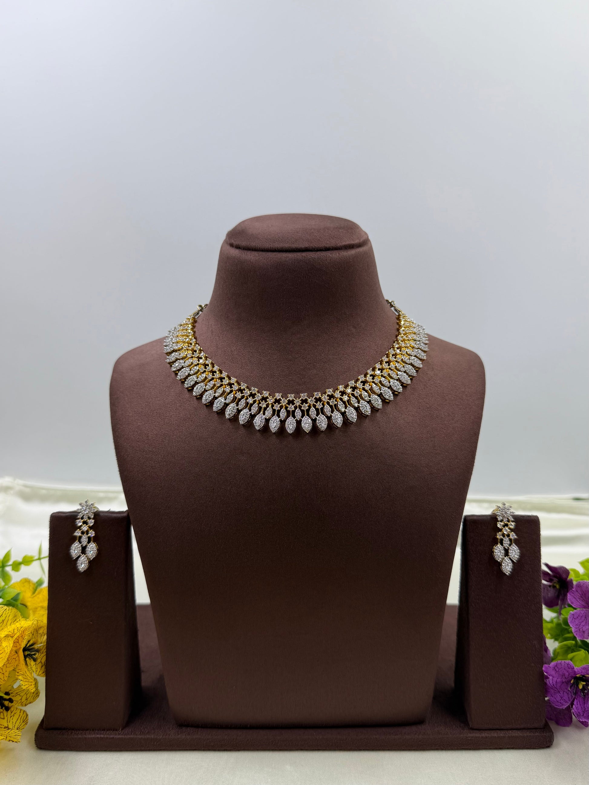 Grace Necklace Set worn styled with traditional outfit