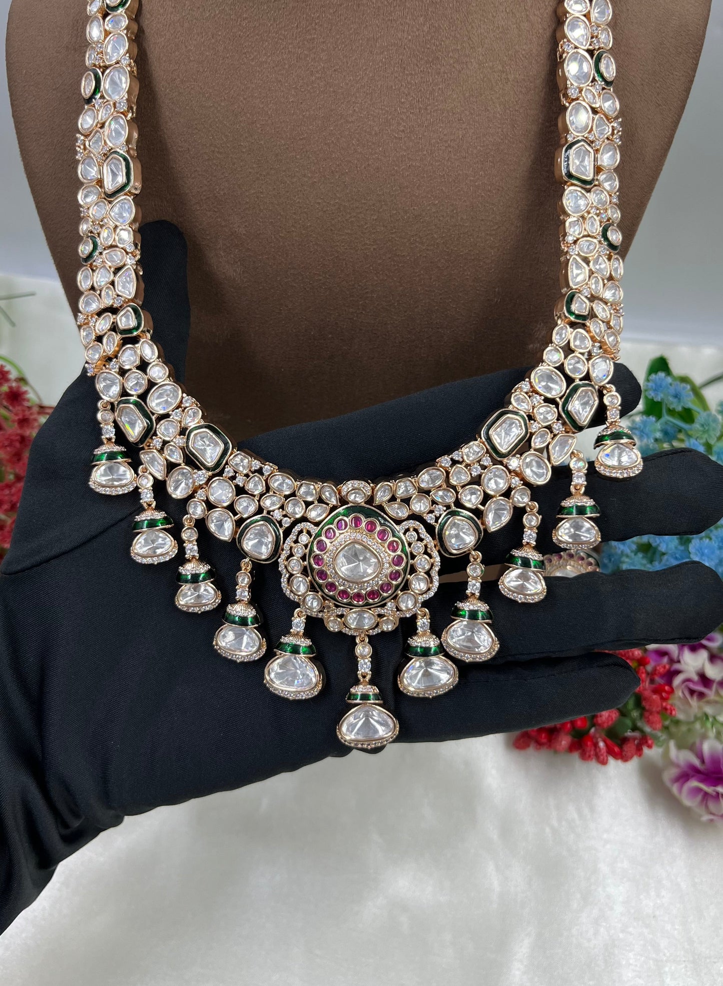 Nasreen Combo Moissanite Kundan Necklace