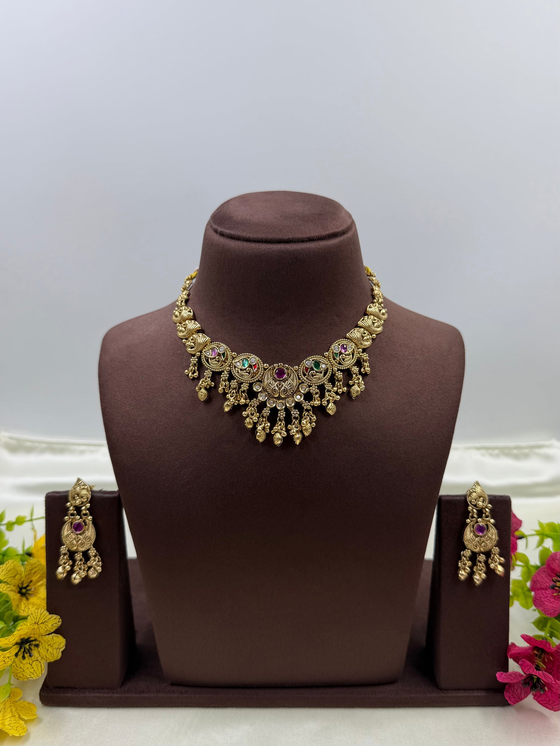 Shreya Necklace Set worn styled with traditional outfit