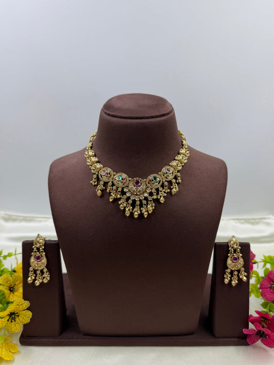 Shreya Necklace Set worn styled with traditional outfit