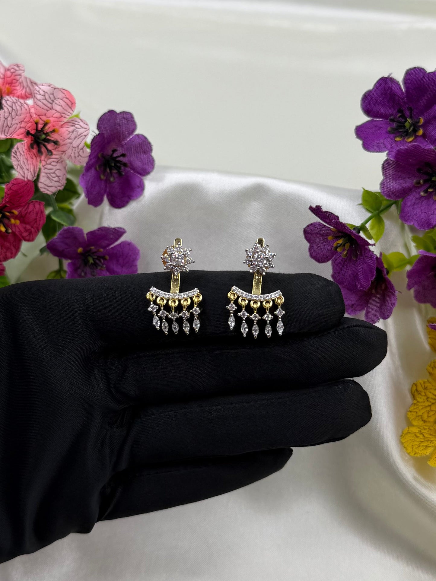 Ambika Two Tone American Diamond Earring