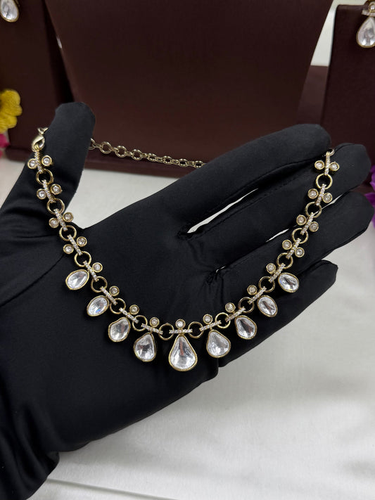 White Necklace Set detail shot showing Victorian work