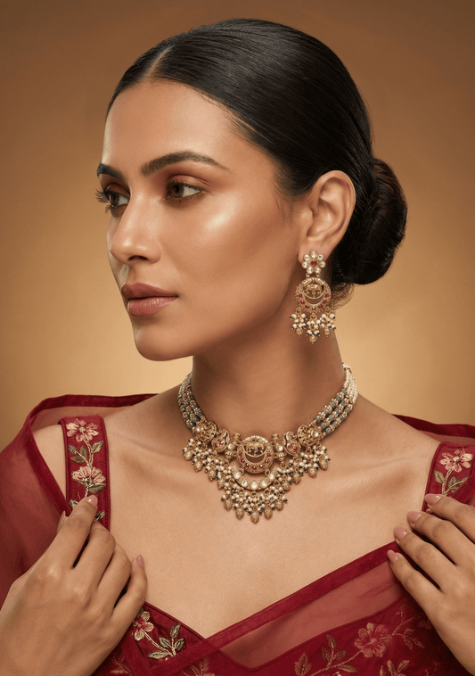 Royal Hathi Antique Gold Necklace set