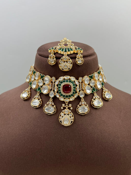 Nayab Moissanite Kundan Choker Necklace