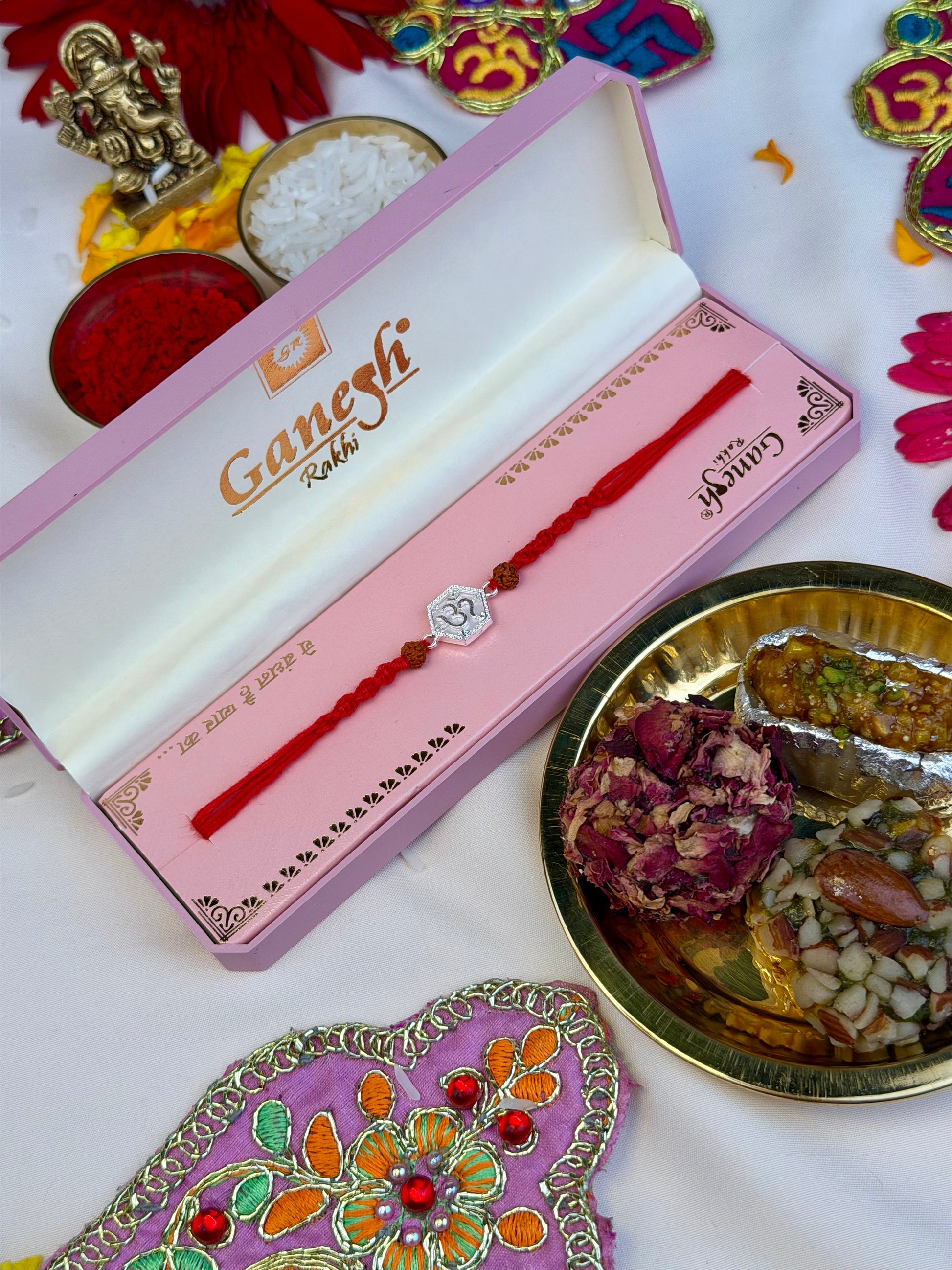 Om Rakhi full product photo on plain background