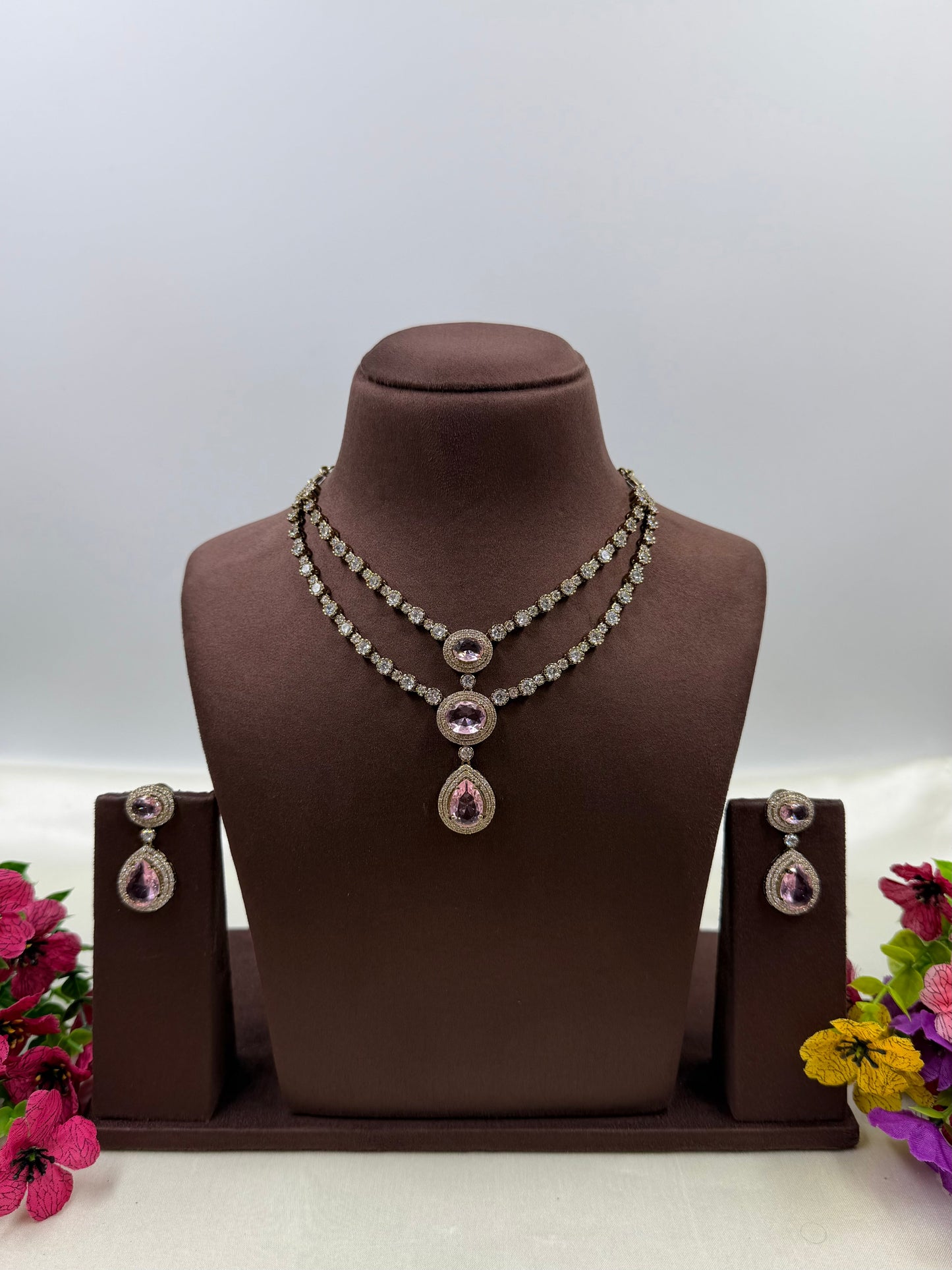 Rose Quartz Victorian Necklace Set