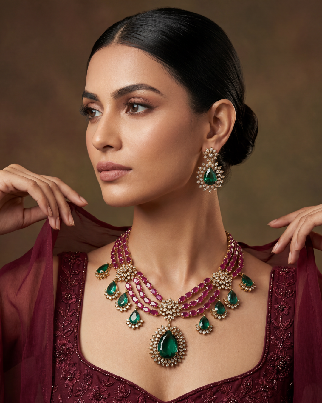 Sayali Victorian Necklace Set close-up view