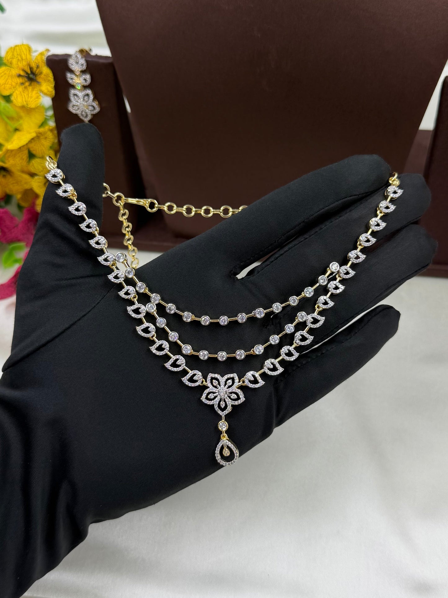 Aarohi Two-Tone Three Layer Necklace