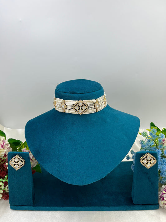Meenu Moissanite Pearl Choker