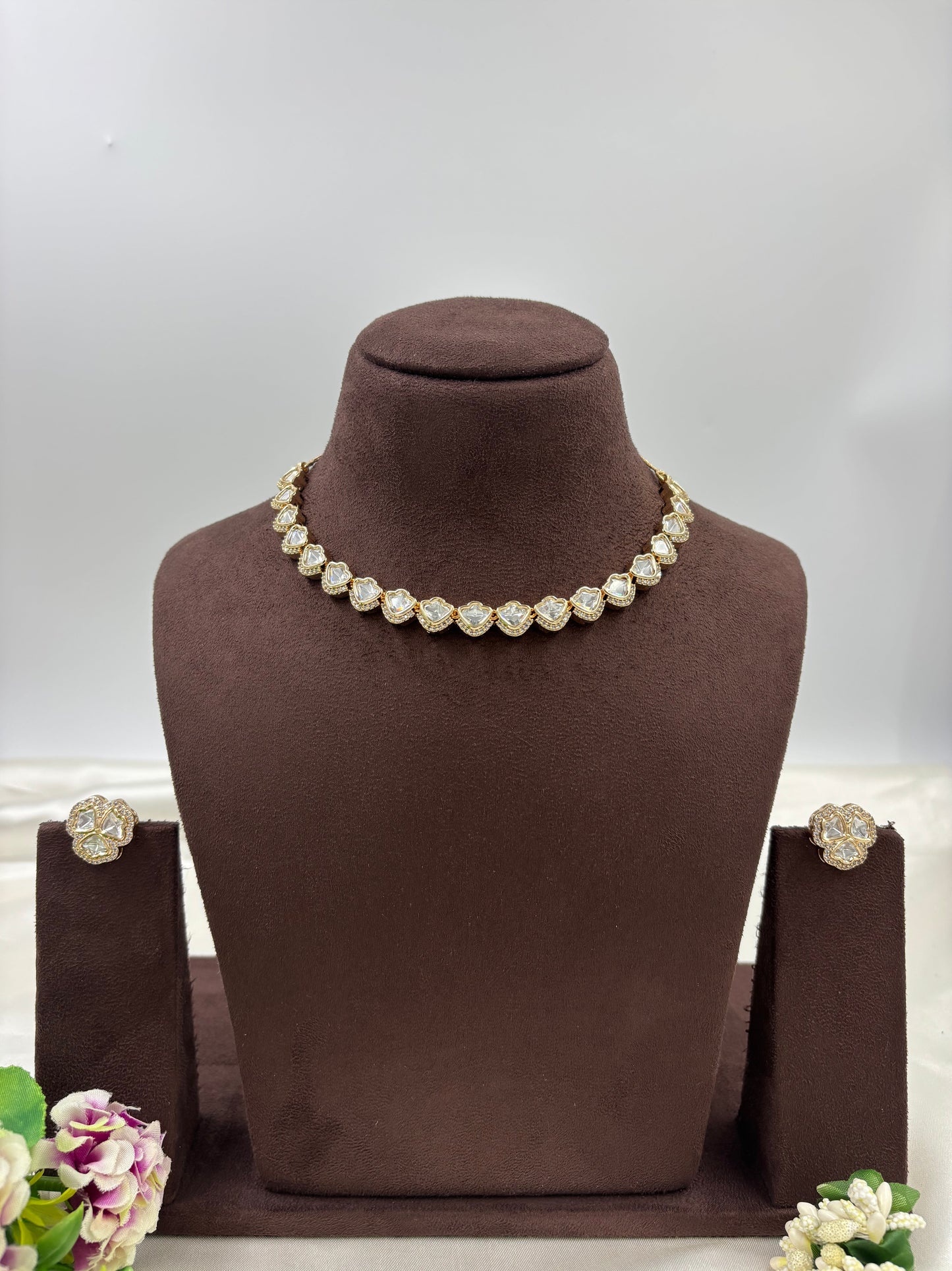 Zarira Sparkle Moissanite Kundan Delicate Necklace Set