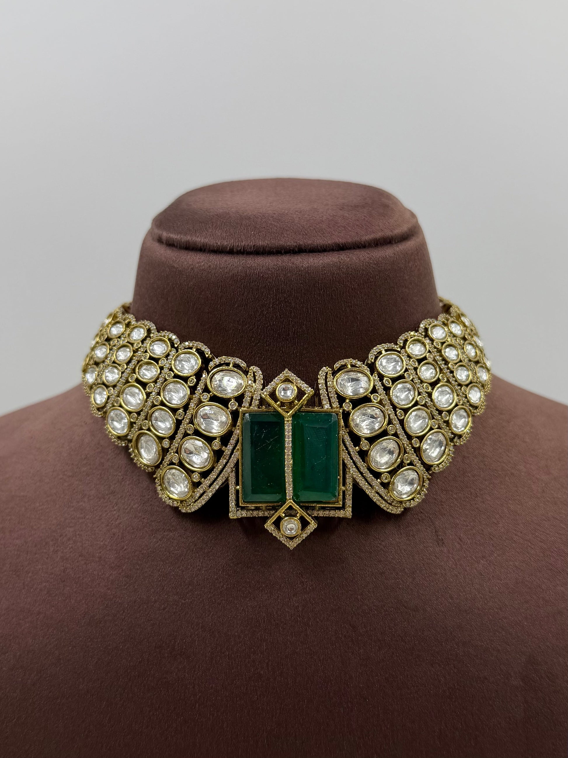 Mira Choker Necklace Set worn styled with traditional outfit