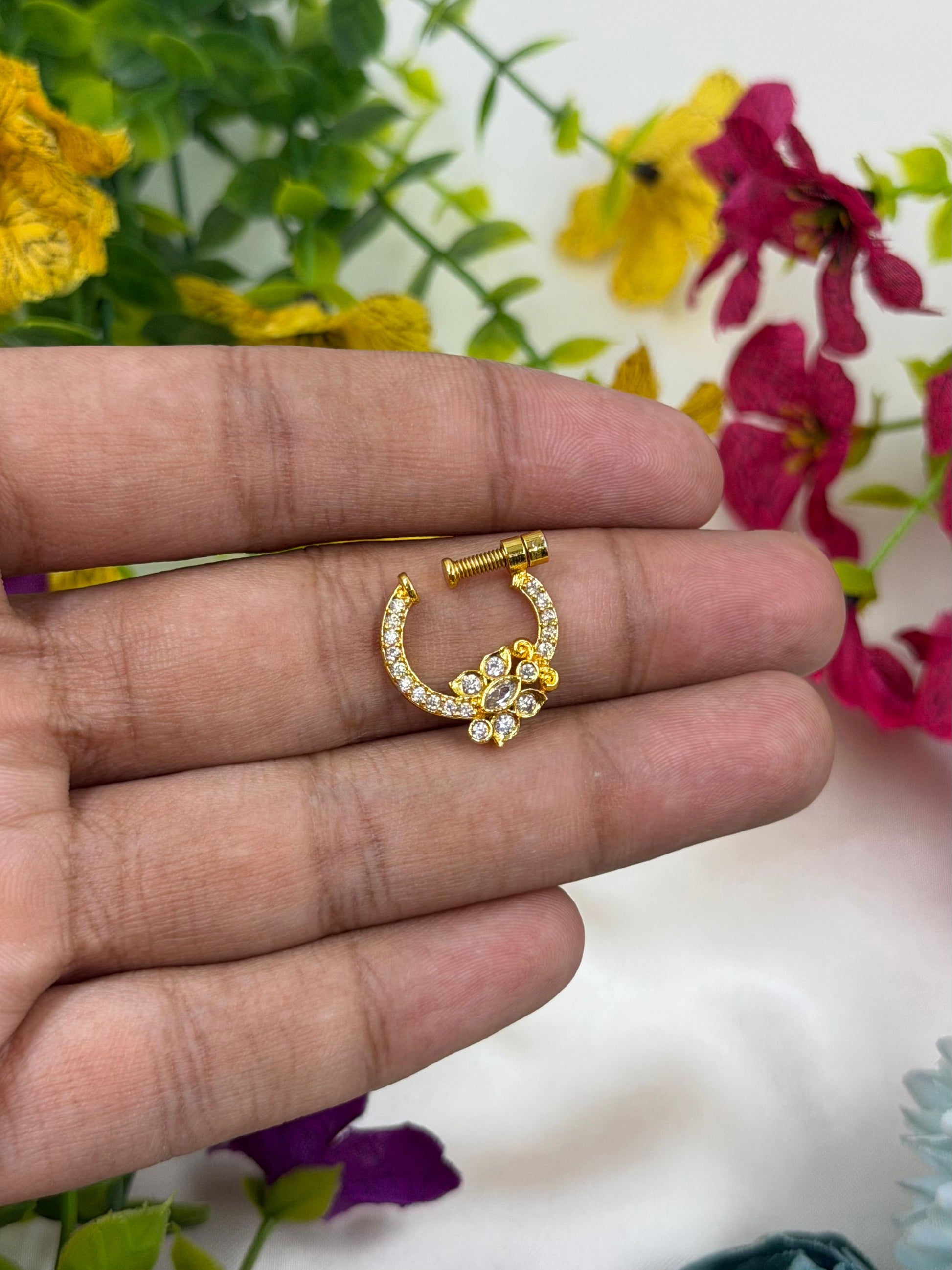 Achal Nose Ring worn styled with traditional outfit