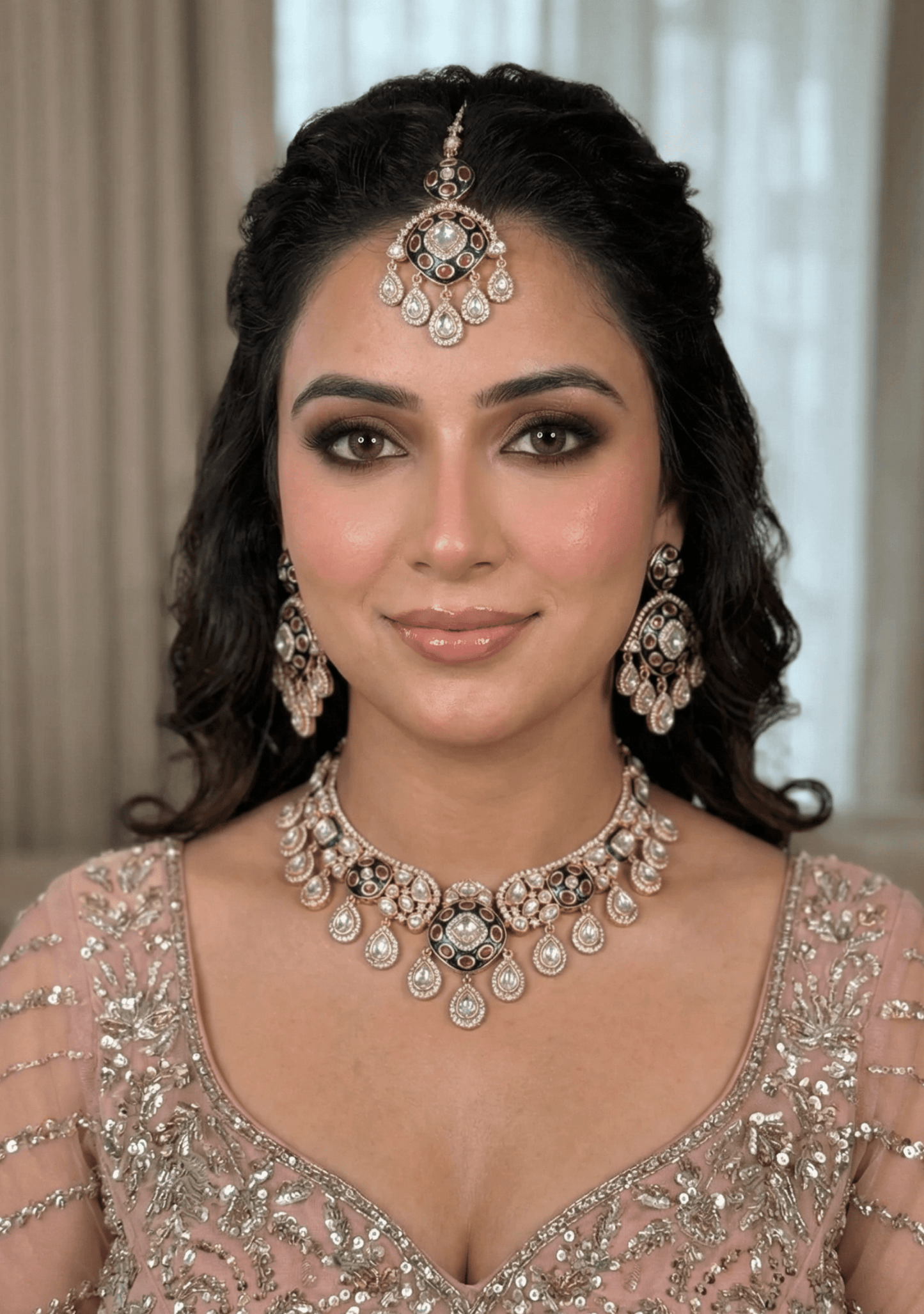 JANAK KUNDAN MOISSANITE DROP NECKLACE.