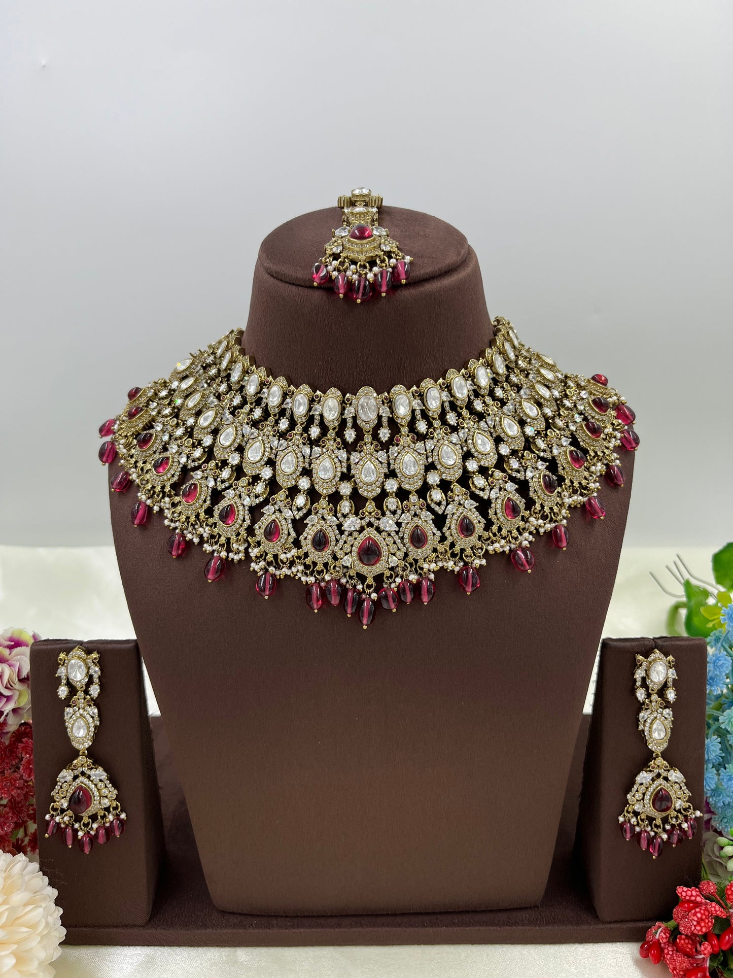 Mohini Antique Premium Moissanite Kundan Necklace.