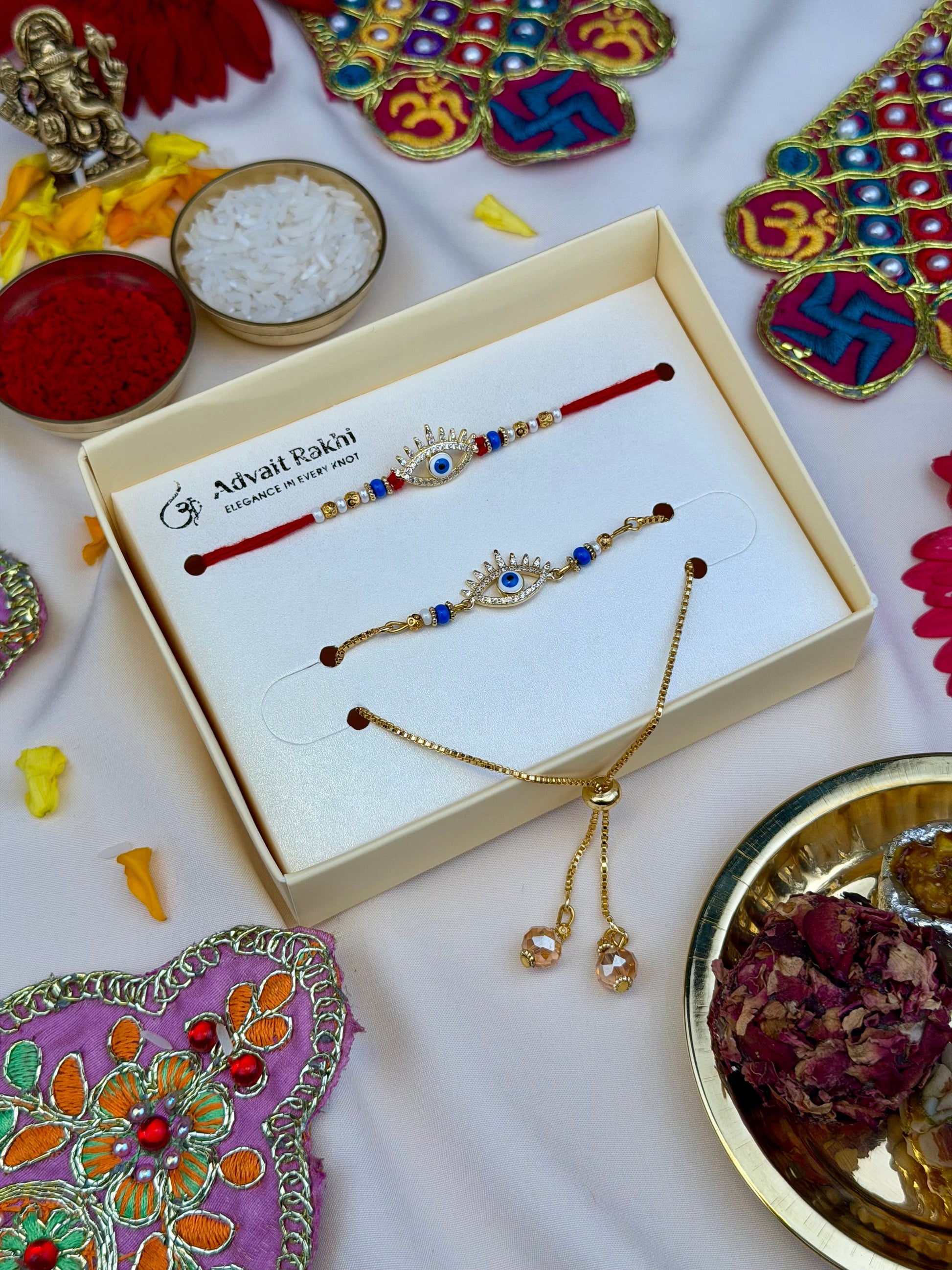Premium Rakhi worn styled with traditional outfit