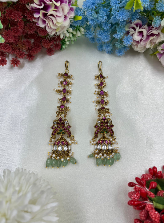 Nisha Victorian Jumka With Ear Chain
