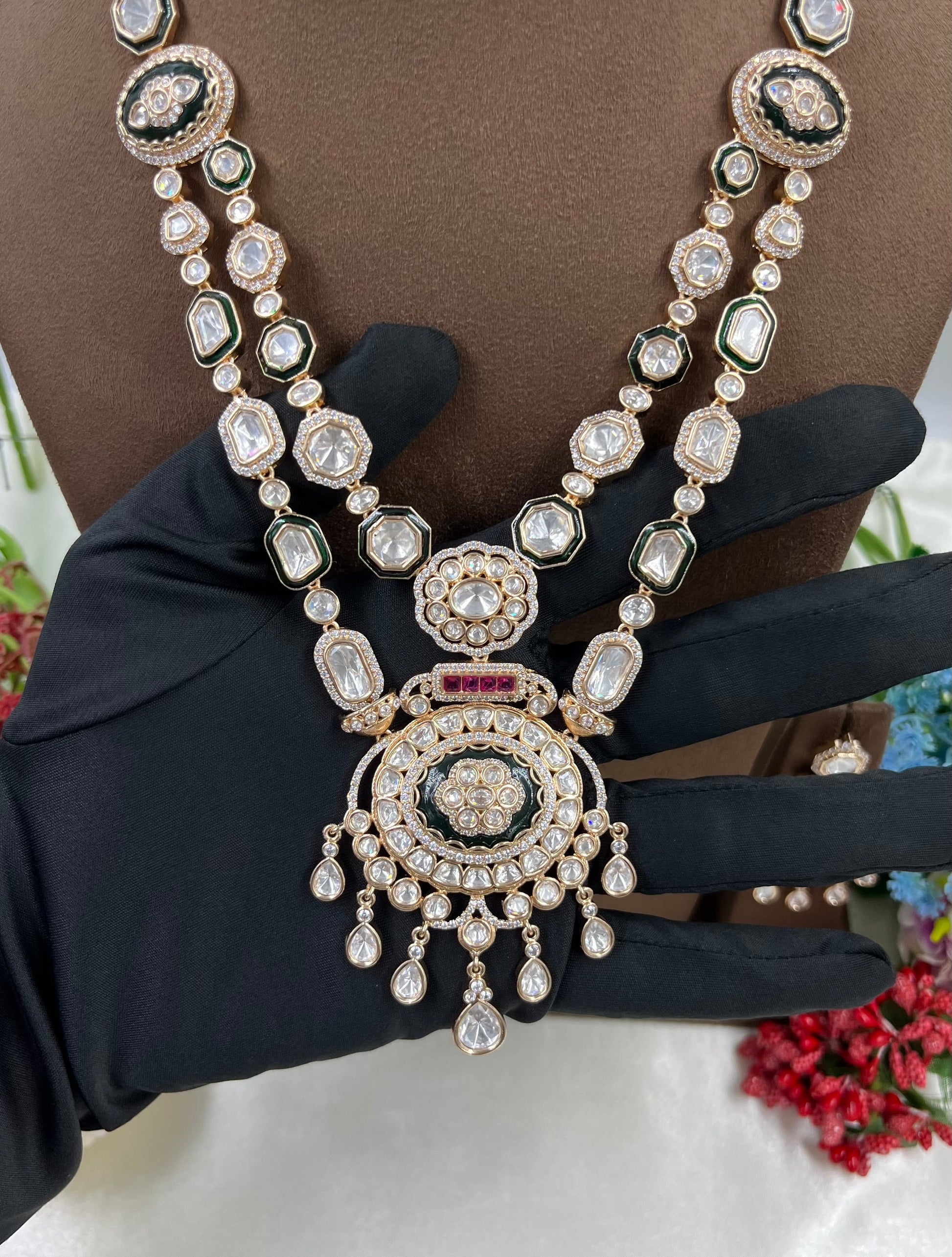 Arisya Long Necklace Set worn styled with traditional outfit
