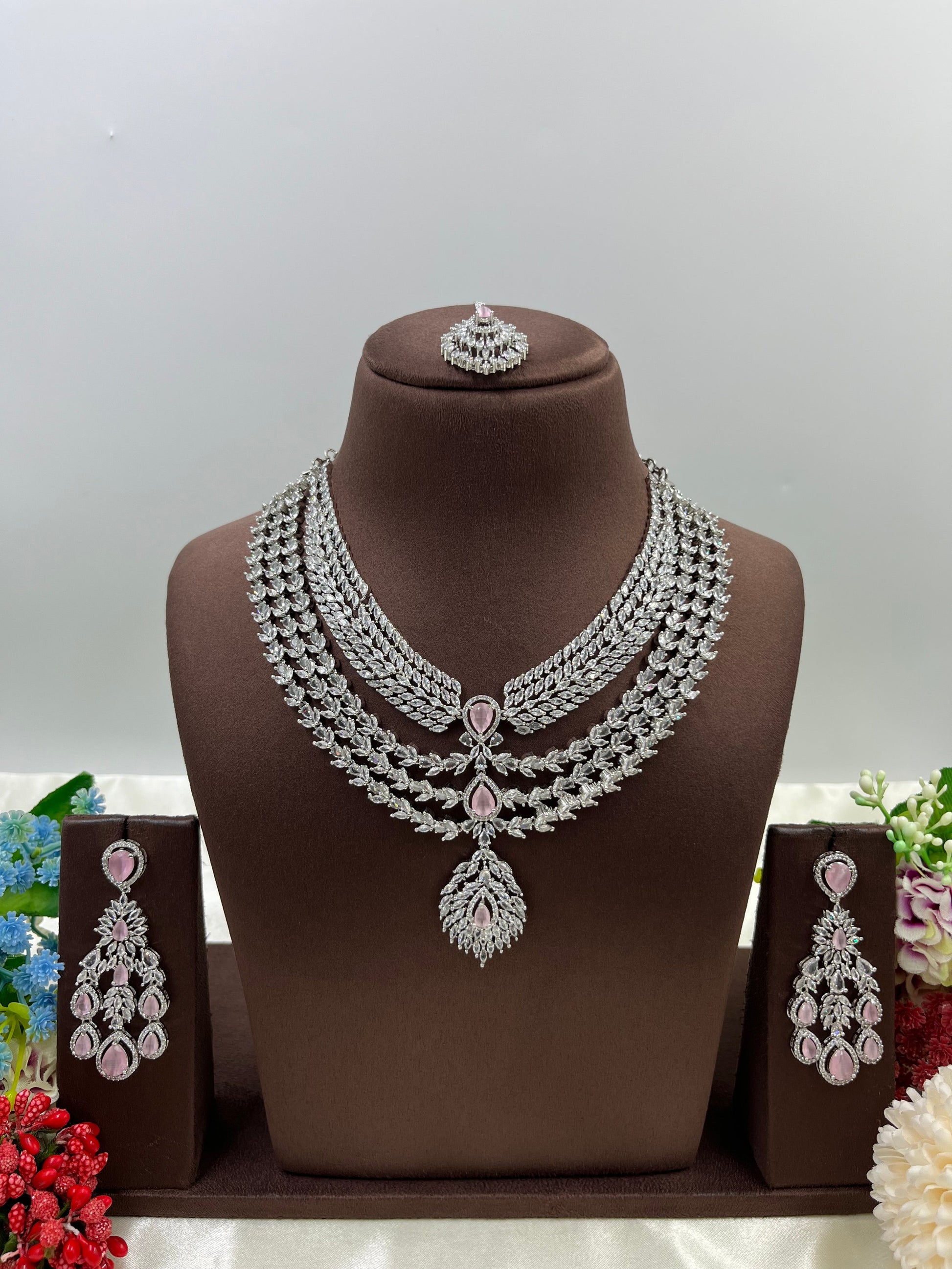 Noble Necklace Set worn styled with traditional outfit