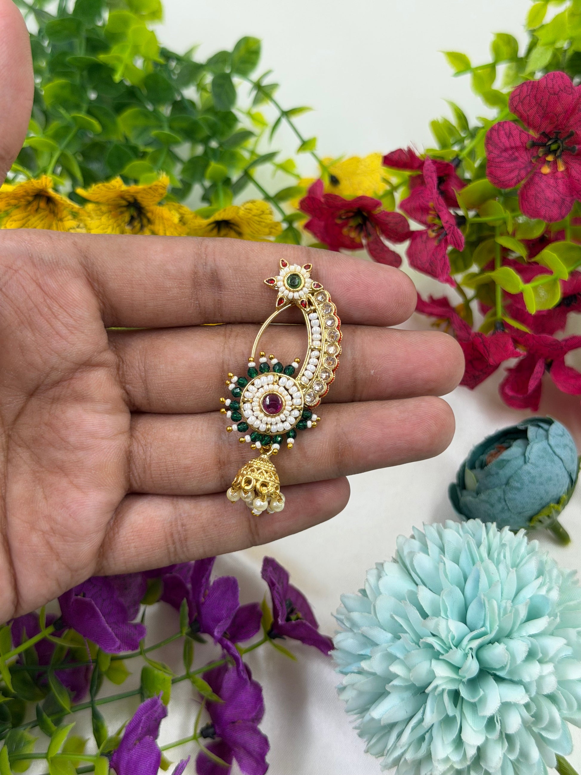 Divya Nose Ring worn styled with traditional outfit