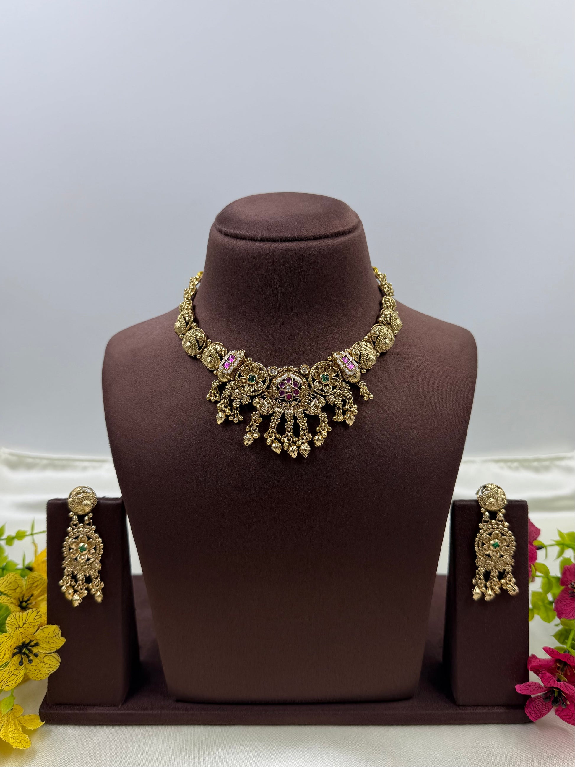 Richa Necklace Set worn styled with traditional outfit