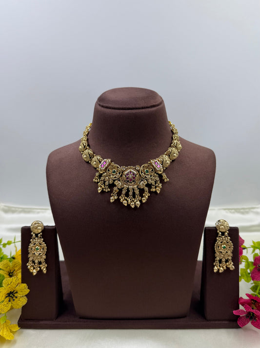 Richa Necklace Set worn styled with traditional outfit